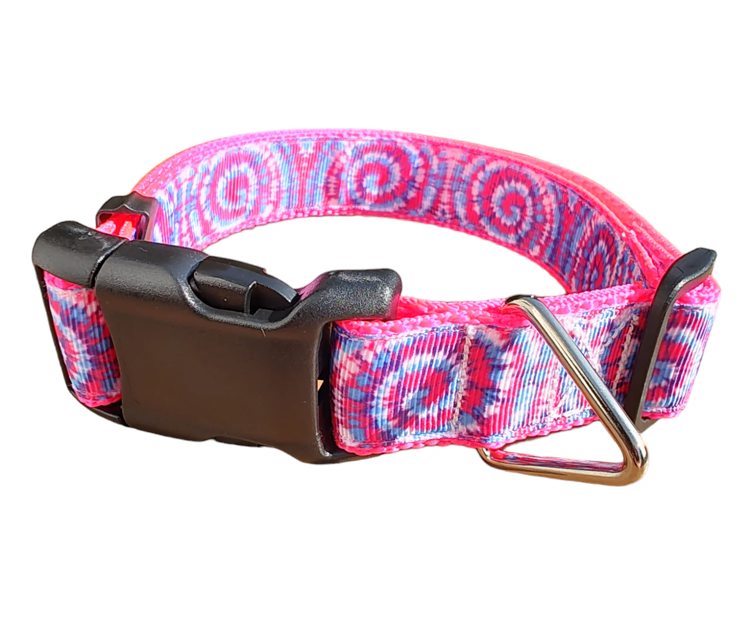 Tie Dye Hot Pink Nylon Dog Collar MD, LG, XL, Leash - Image 2