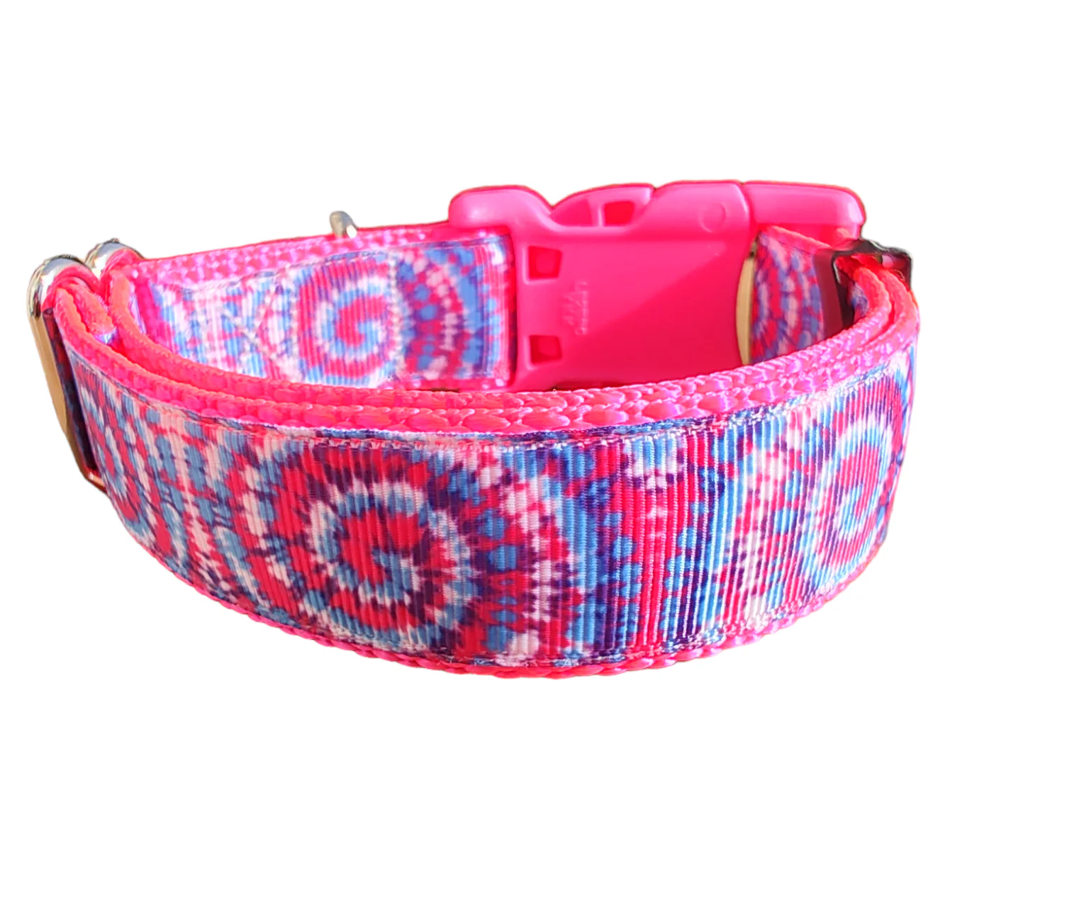 Tie Dye Hot Pink Nylon Dog Collar MD, LG, XL, Leash - Image 5