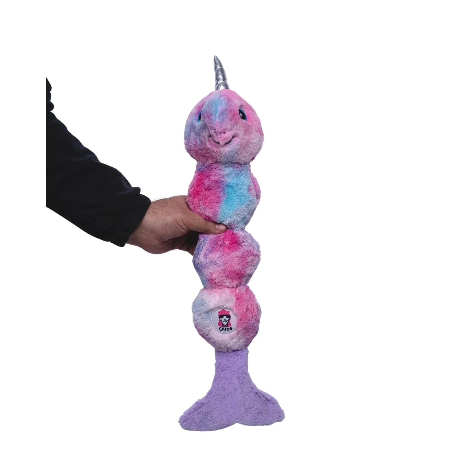 Tie Dye Skinny Narwhal Magical Creature Plush Dog Toy – with Squeaker & Crinkle Paper for Fun Play - Image 2