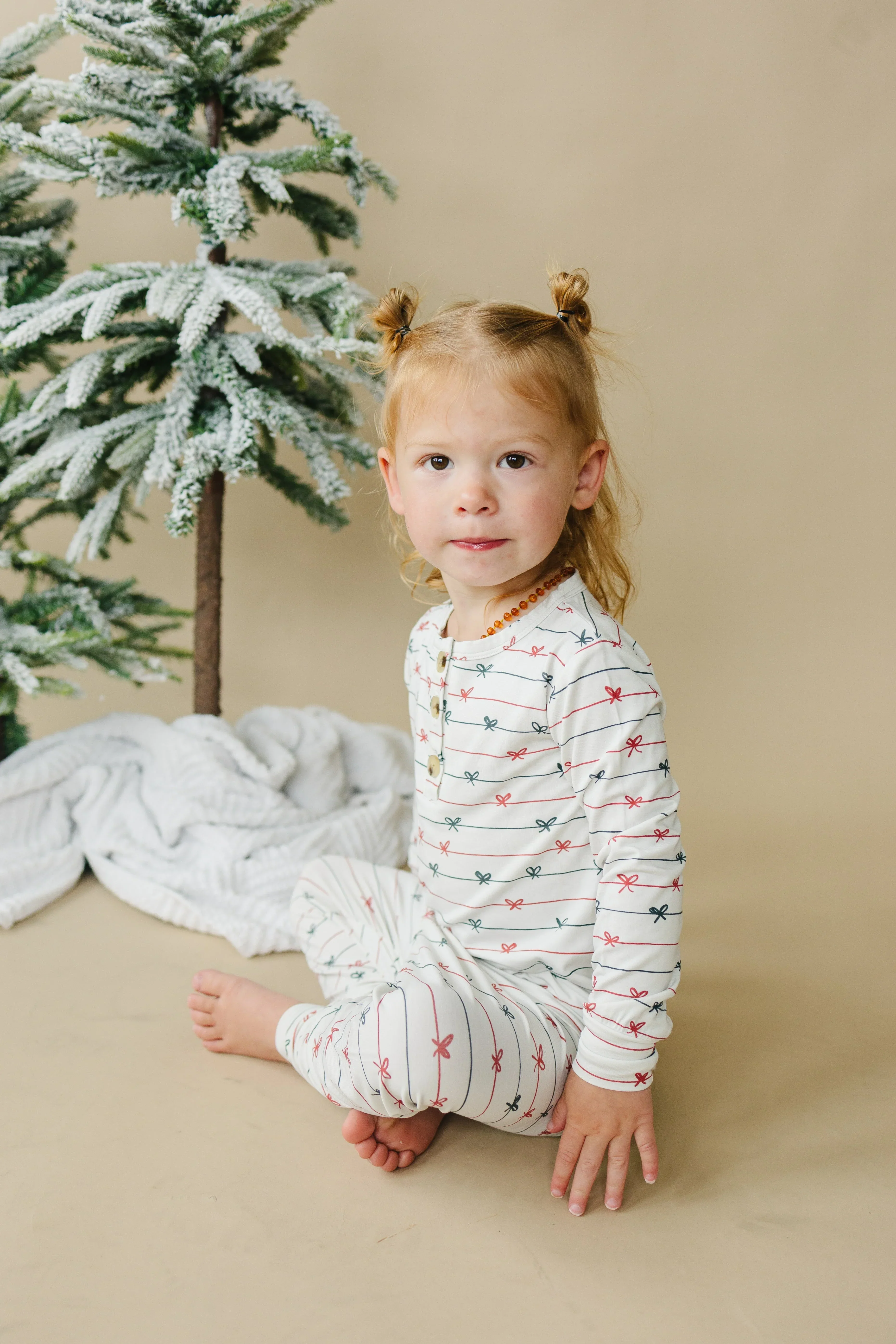 Tied with a Bow Christmas 2pc Henley Bamboo Pajamas - Image 10