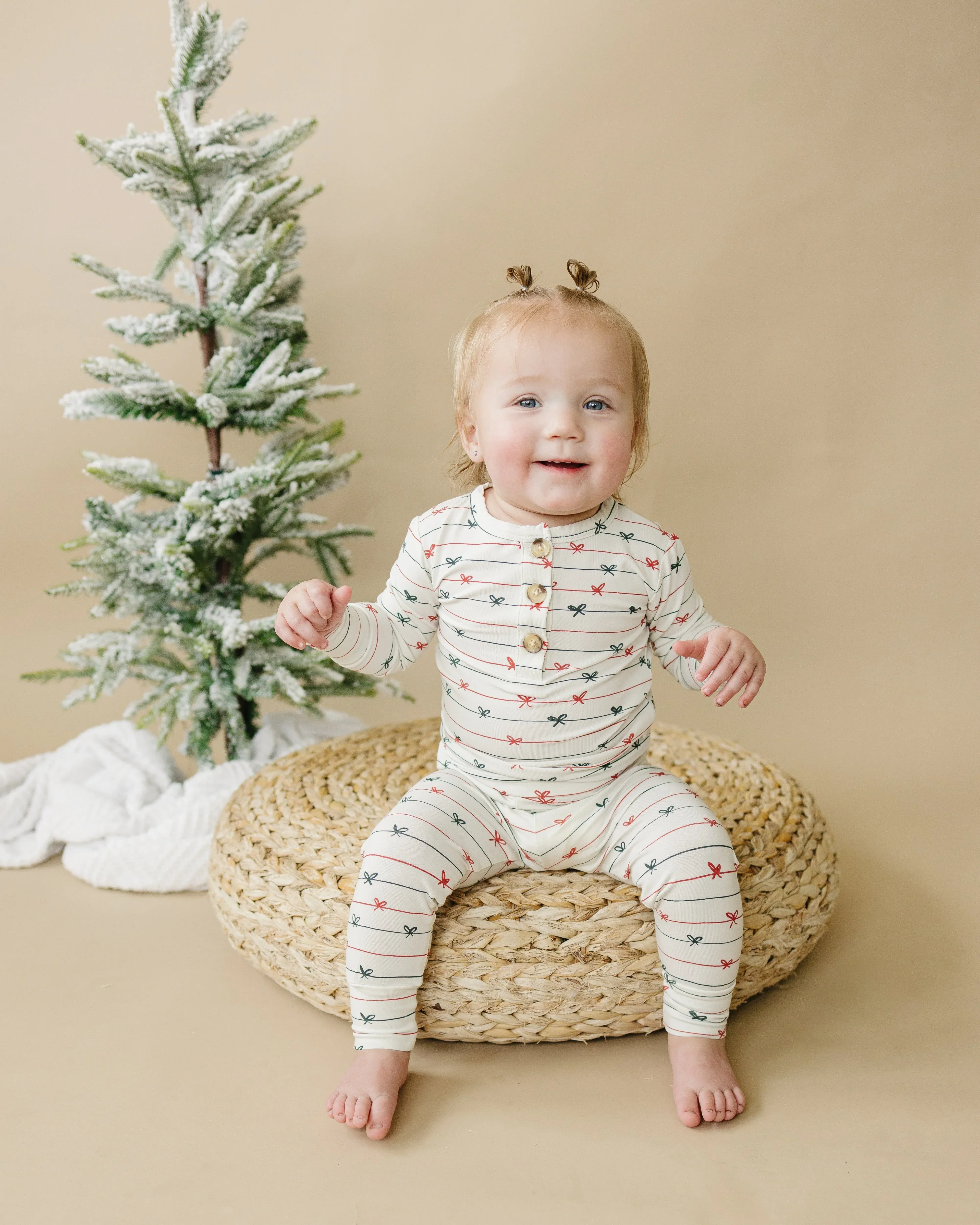 Tied with a Bow Christmas 2pc Henley Bamboo Pajamas - Image 3