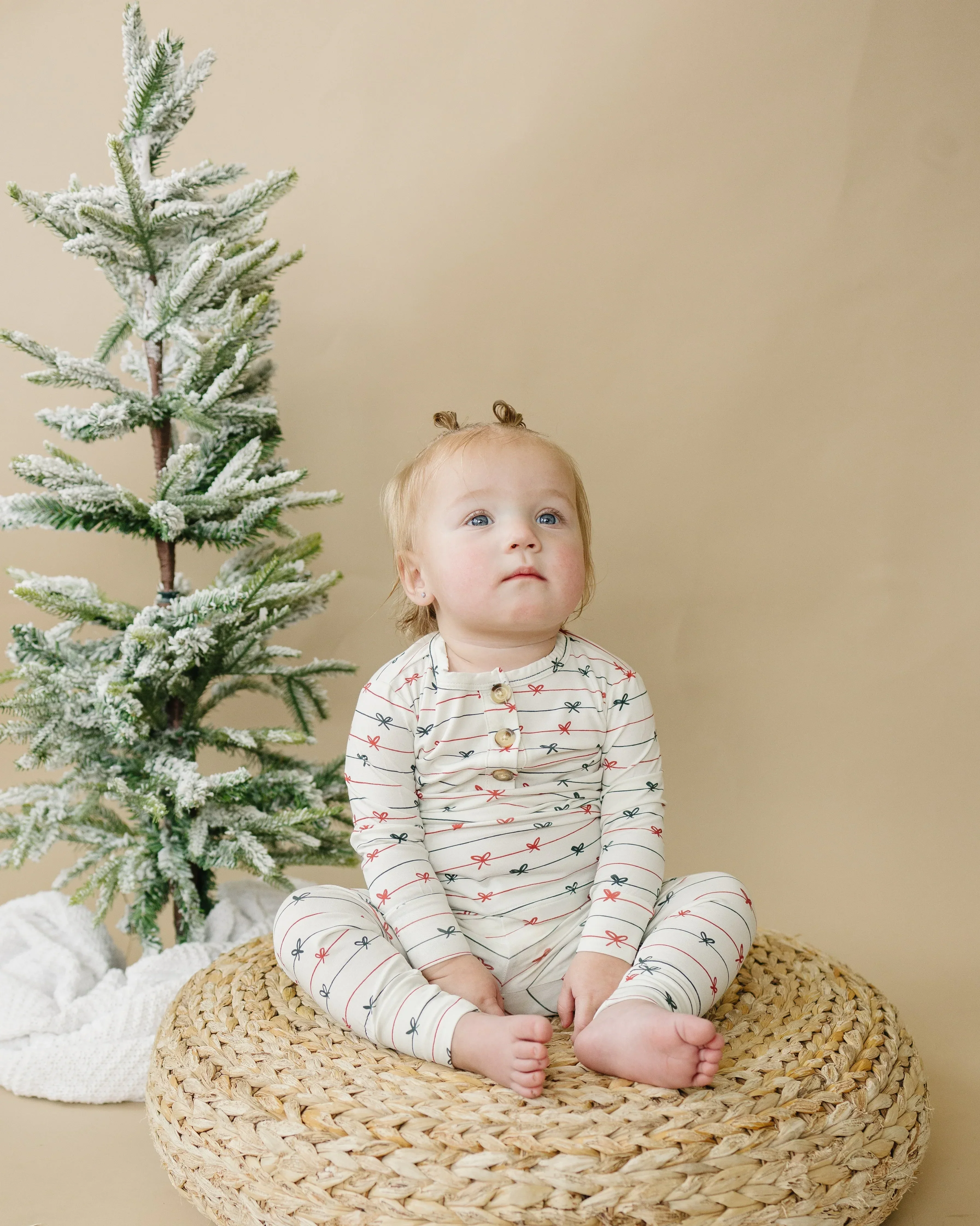 Tied with a Bow Christmas 2pc Henley Bamboo Pajamas - Image 4