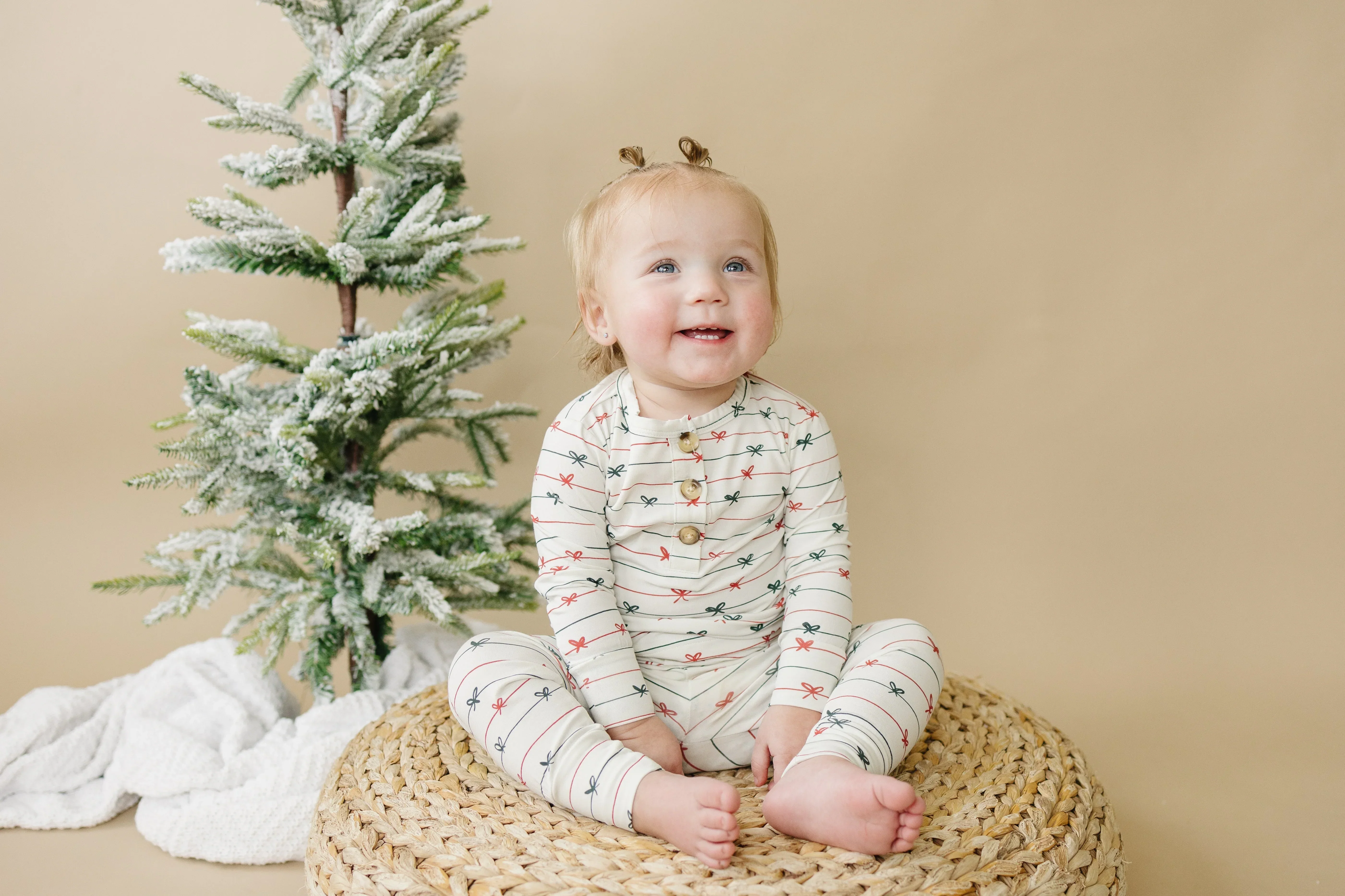 Tied with a Bow Christmas 2pc Henley Bamboo Pajamas - Image 6
