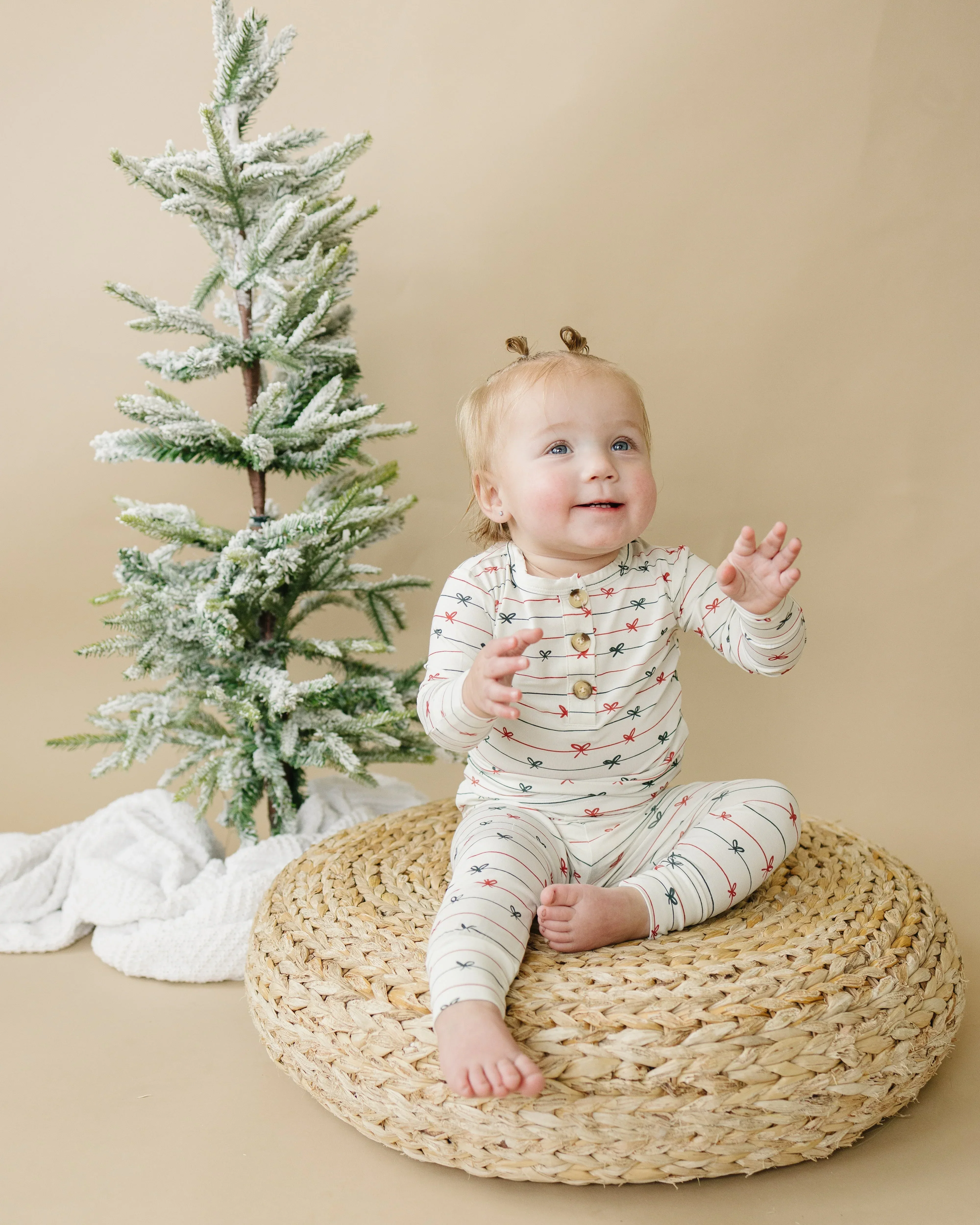 Tied with a Bow Christmas 2pc Henley Bamboo Pajamas - Image 7