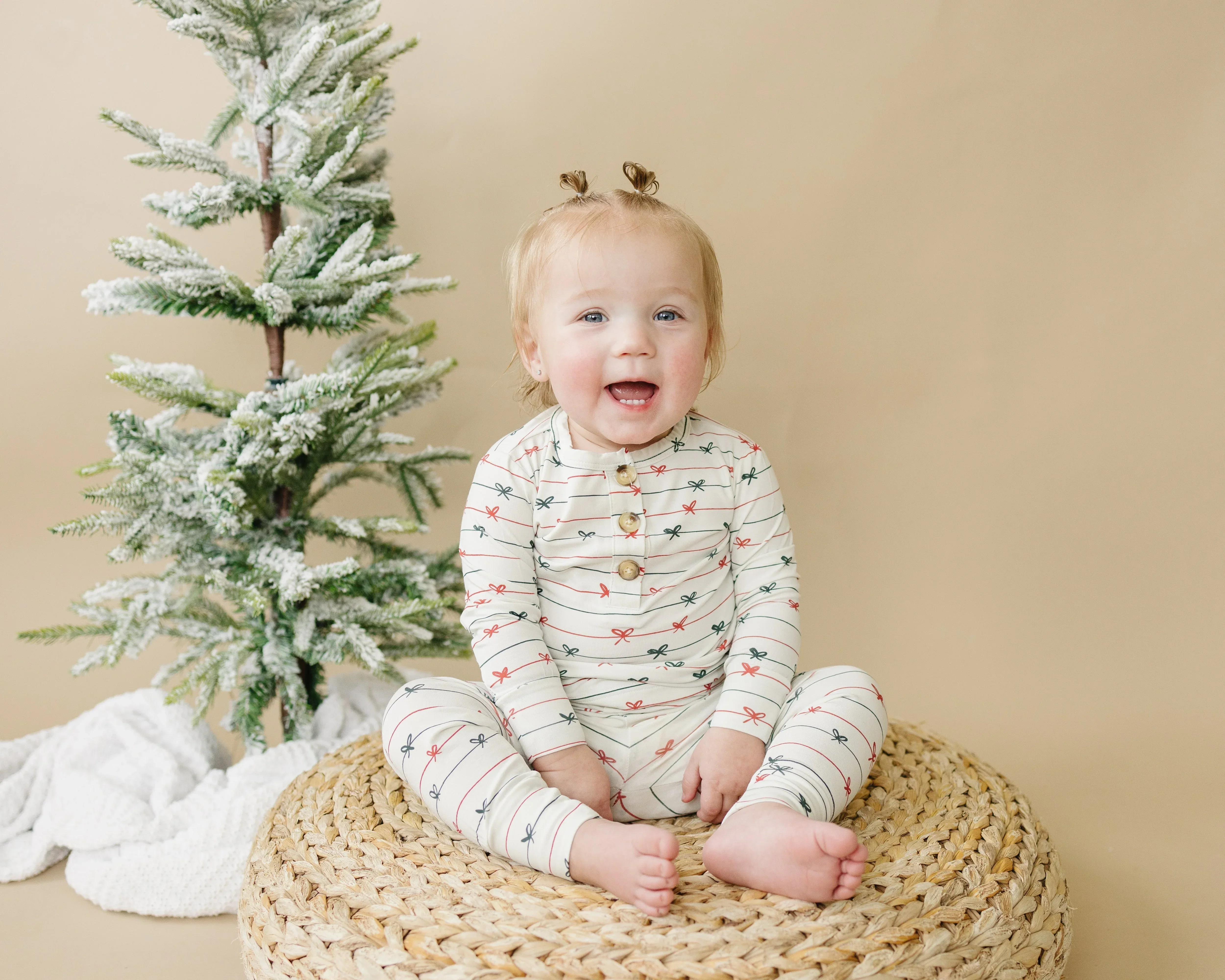 Tied with a Bow Christmas 2pc Henley Bamboo Pajamas - Image 8