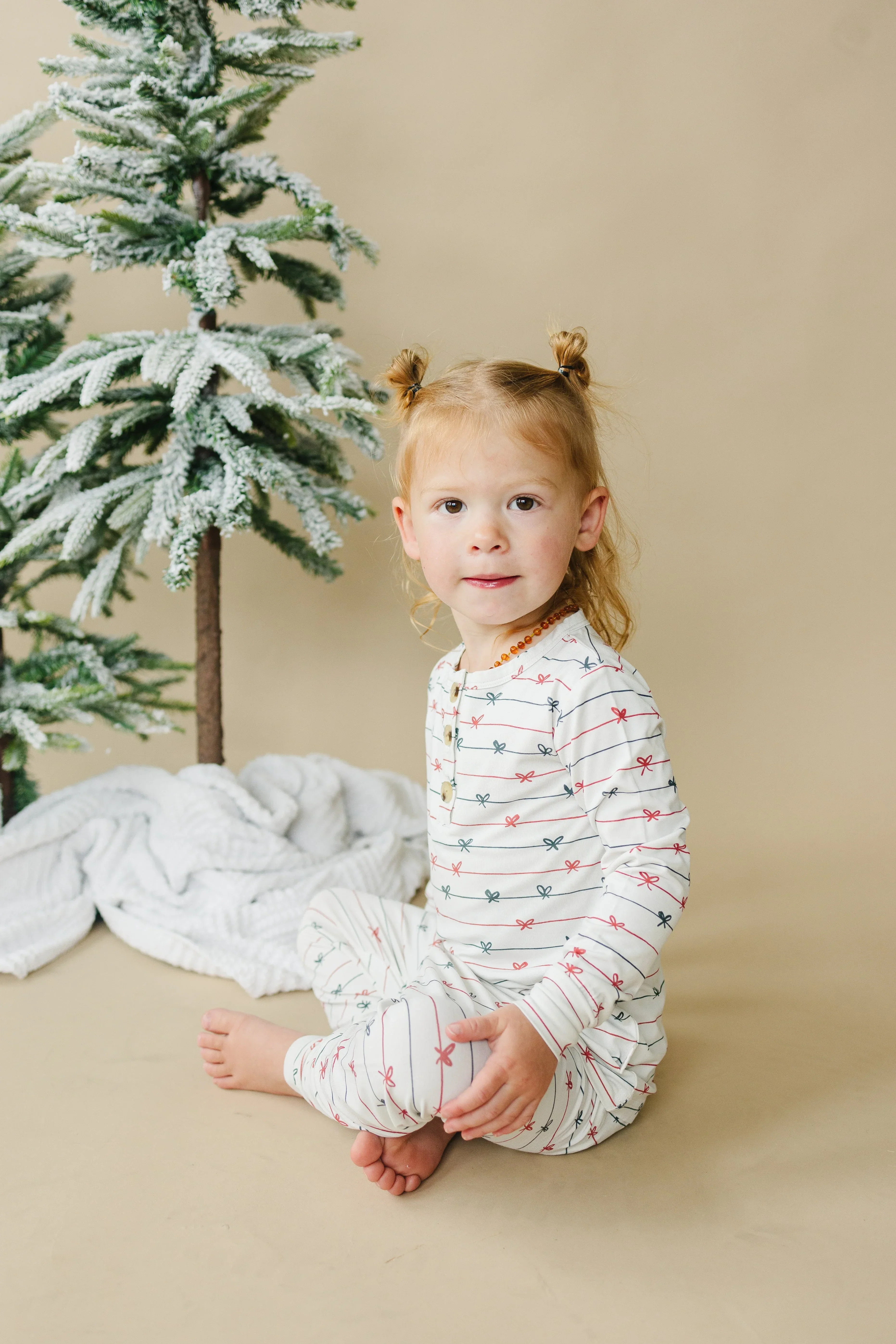 Tied with a Bow Christmas 2pc Henley Bamboo Pajamas - Image 9