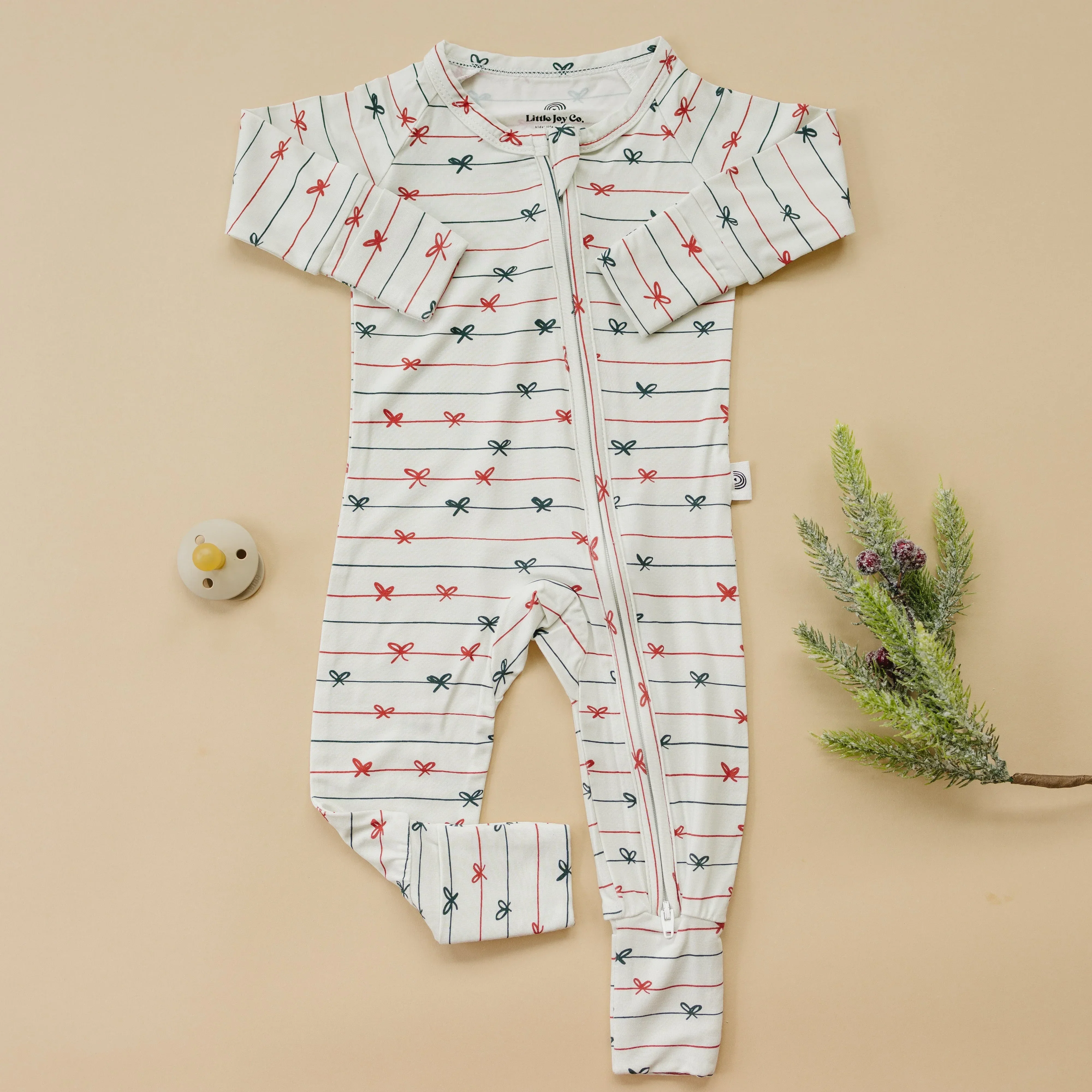 Tied with a Bow Christmas Bamboo Zippy Pajamas - Image 3