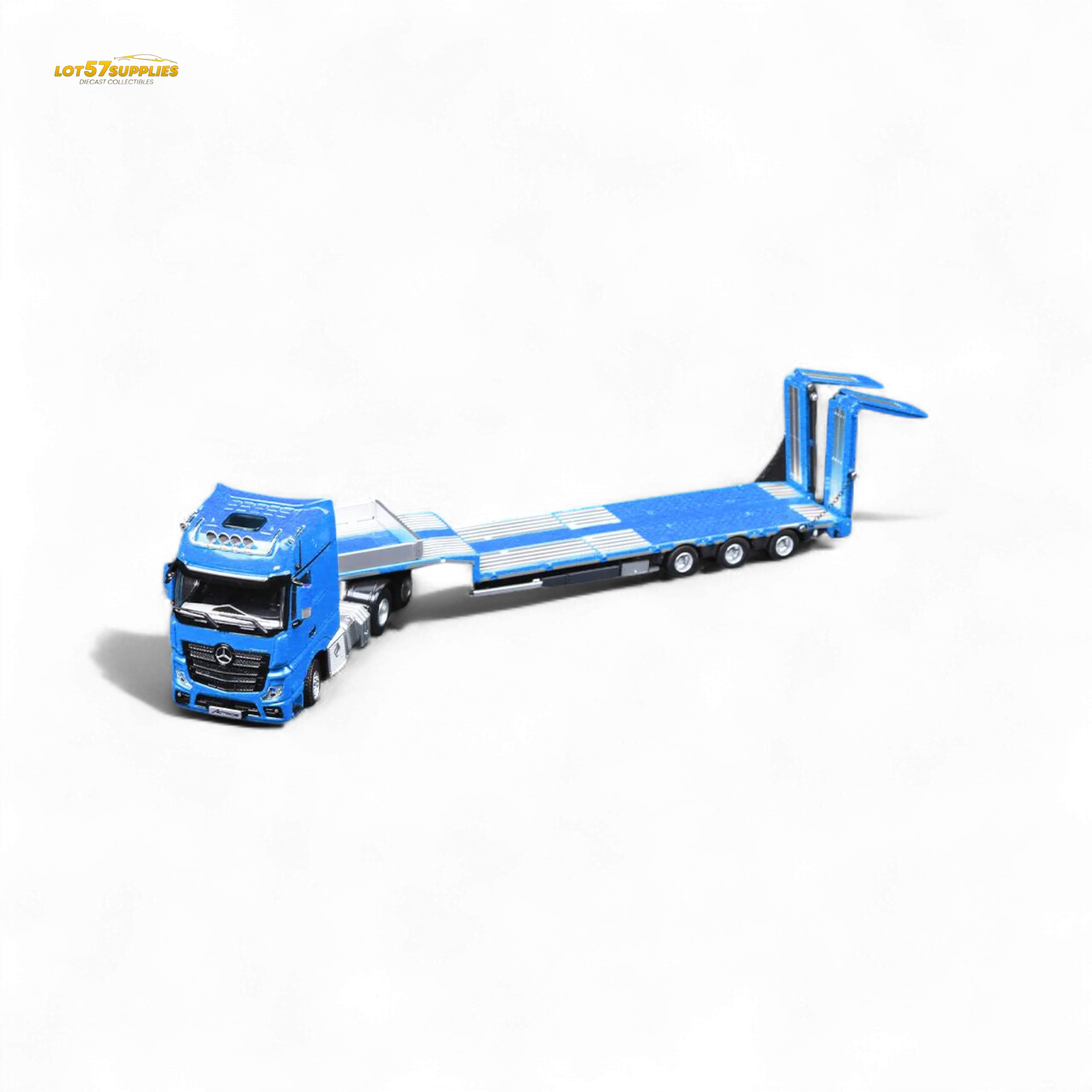 TimeMicro & Perka BENZ FLATBED TRANSPORT VEHICLE - Blue 1:64 - Image 2