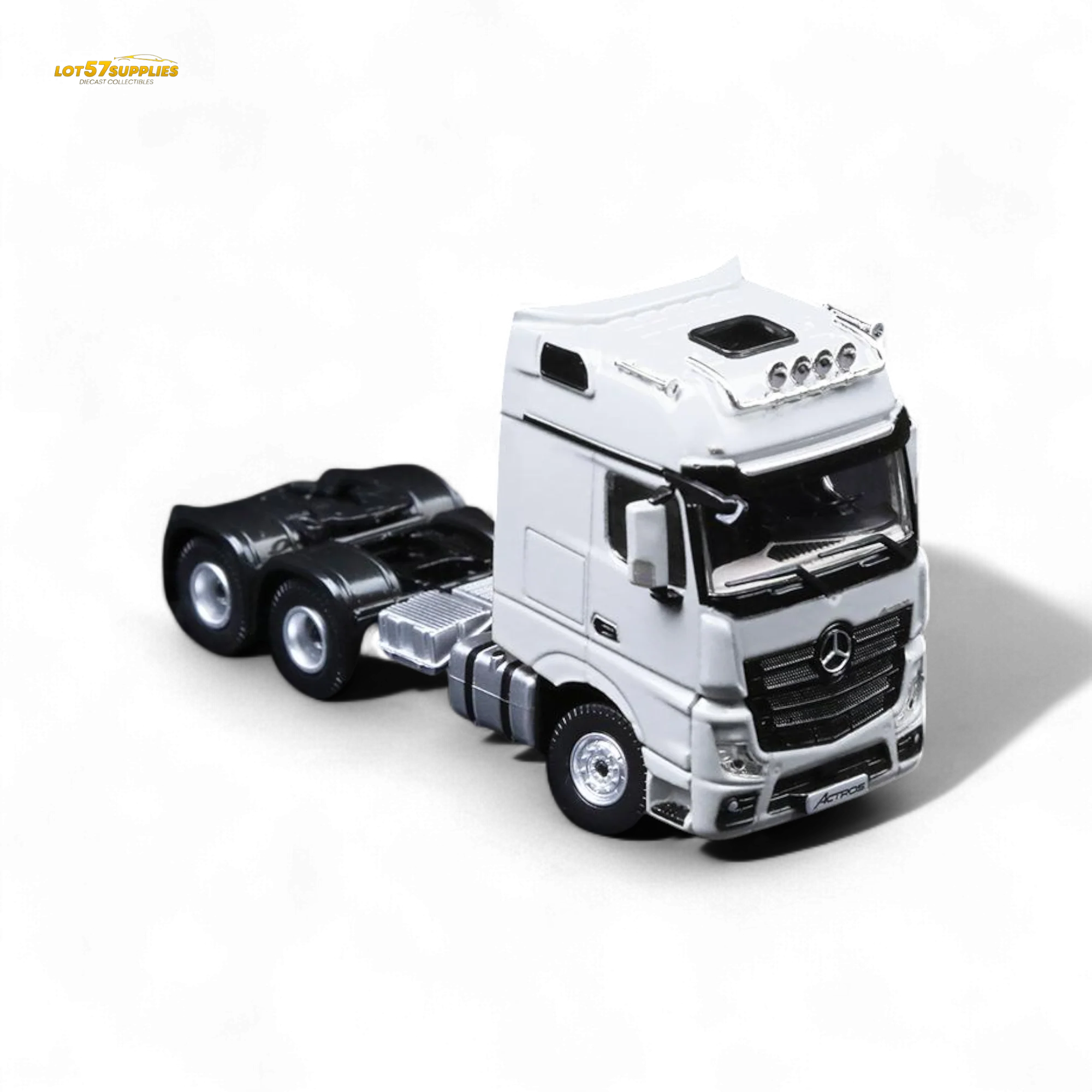 TimeMicro & Perka BENZ FLATBED TRANSPORT VEHICLE - White 1:64 - Image 3