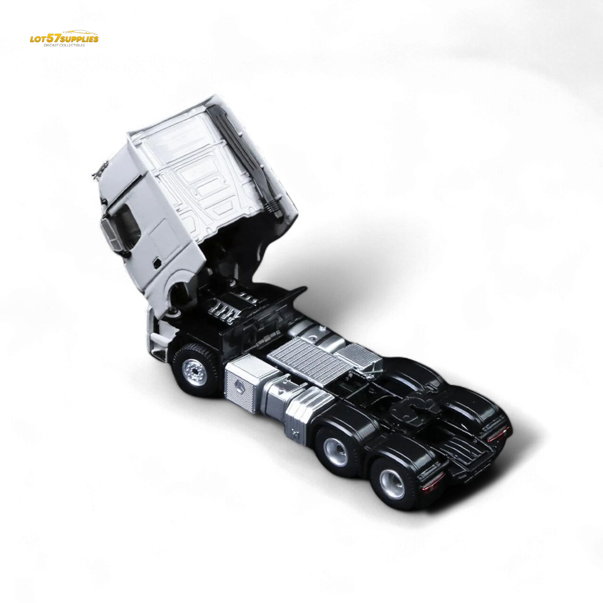 TimeMicro & Perka BENZ FLATBED TRANSPORT VEHICLE - White 1:64 - Image 4