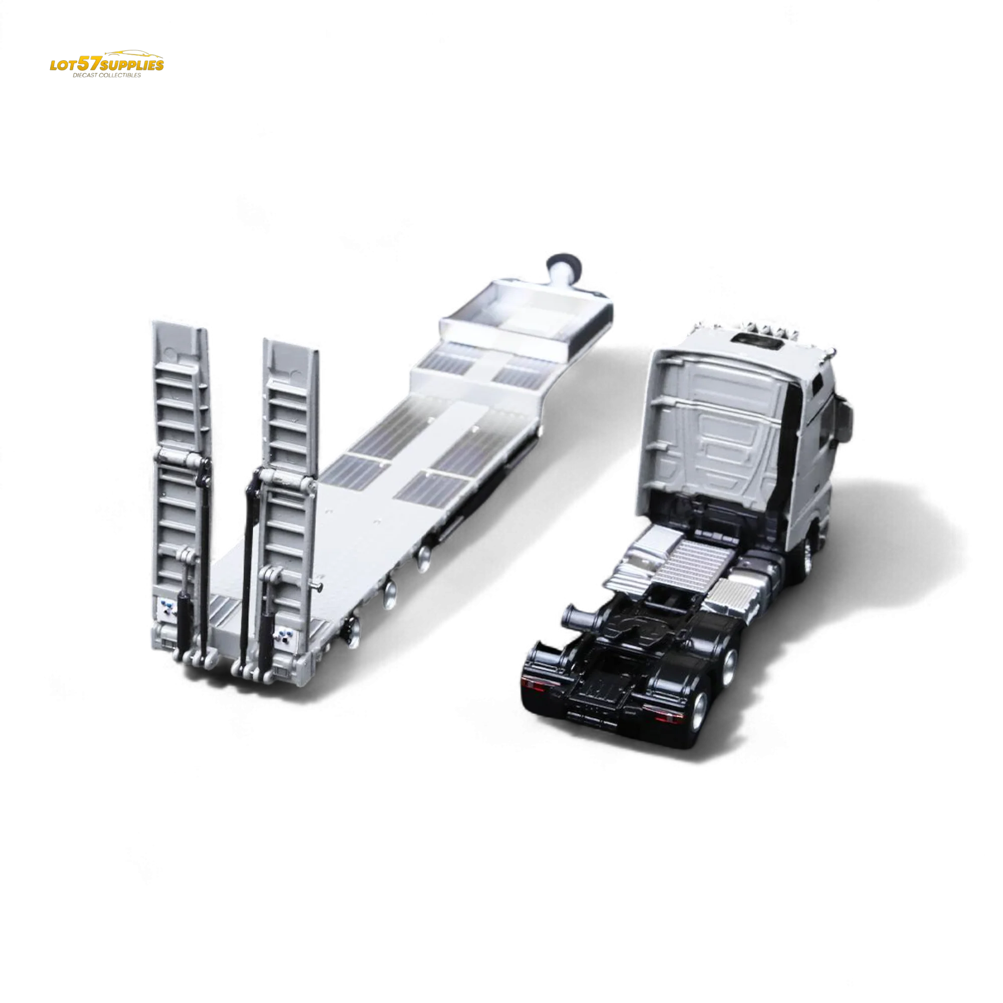 TimeMicro & Perka BENZ FLATBED TRANSPORT VEHICLE - White 1:64 - Image 5
