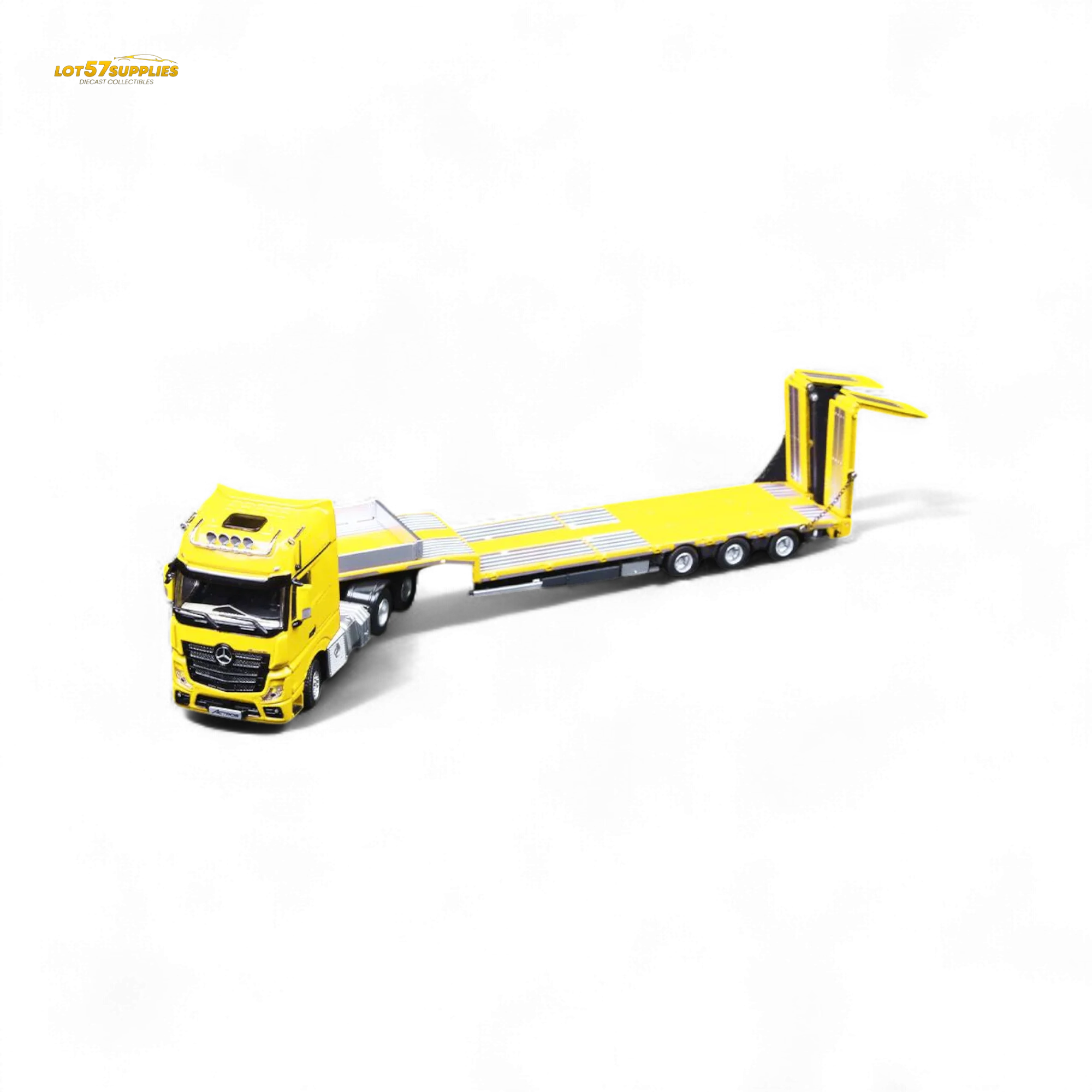 TimeMicro & Perka BENZ FLATBED TRANSPORT VEHICLE Yellow 1:64 - Image 2