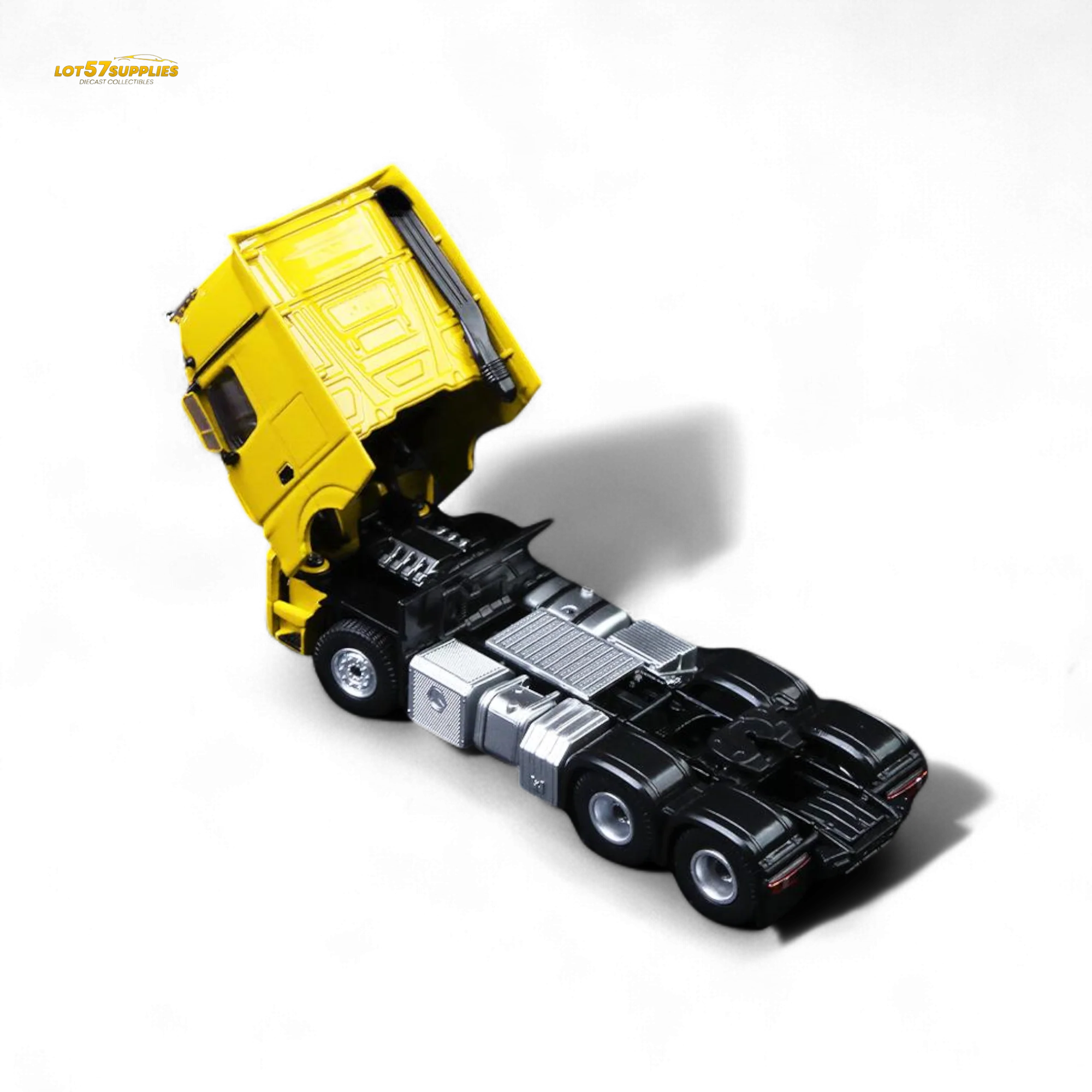 TimeMicro & Perka BENZ FLATBED TRANSPORT VEHICLE Yellow 1:64 - Image 4