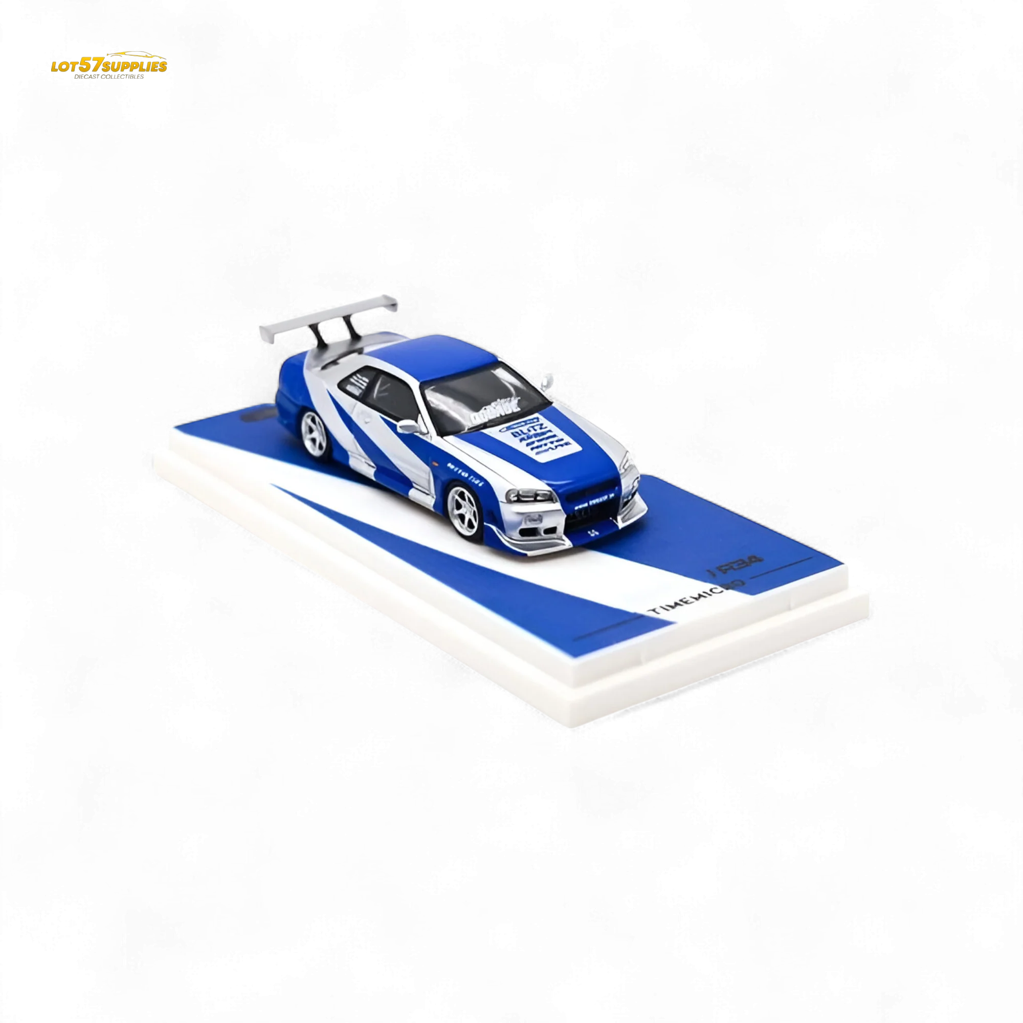 TimeMicro Skyline GT-R R34 Blue Silver 1:64 - Image 2