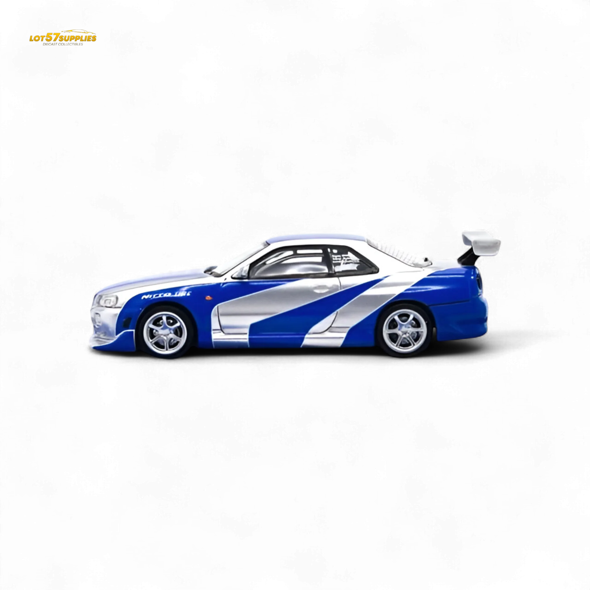 TimeMicro Skyline GT-R R34 Blue Silver 1:64 - Image 5
