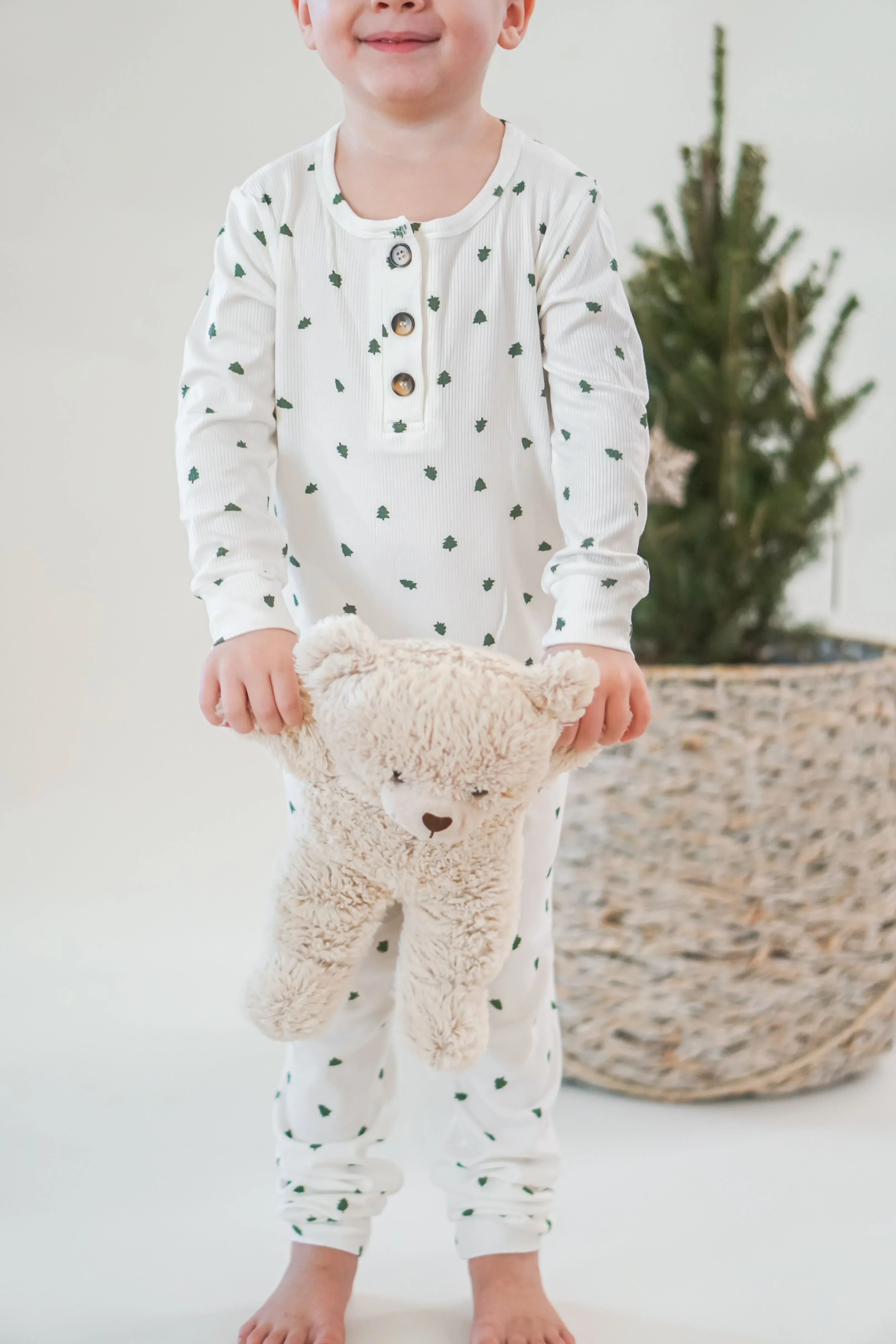 Tiny Trees Ribbed Bamboo 2pc Henley Pajamas - Image 11