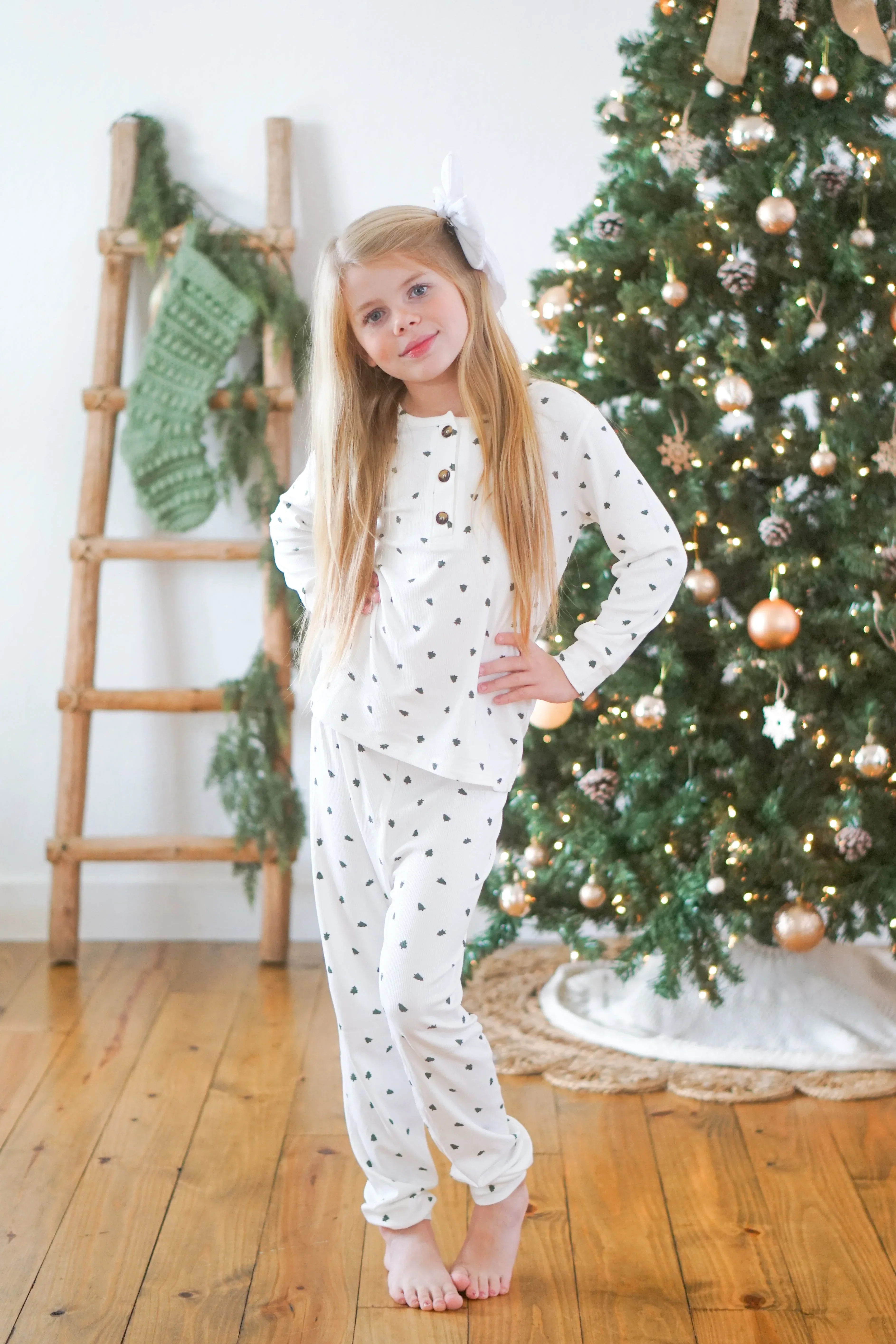 Tiny Trees Ribbed Bamboo 2pc Henley Pajamas - Image 19