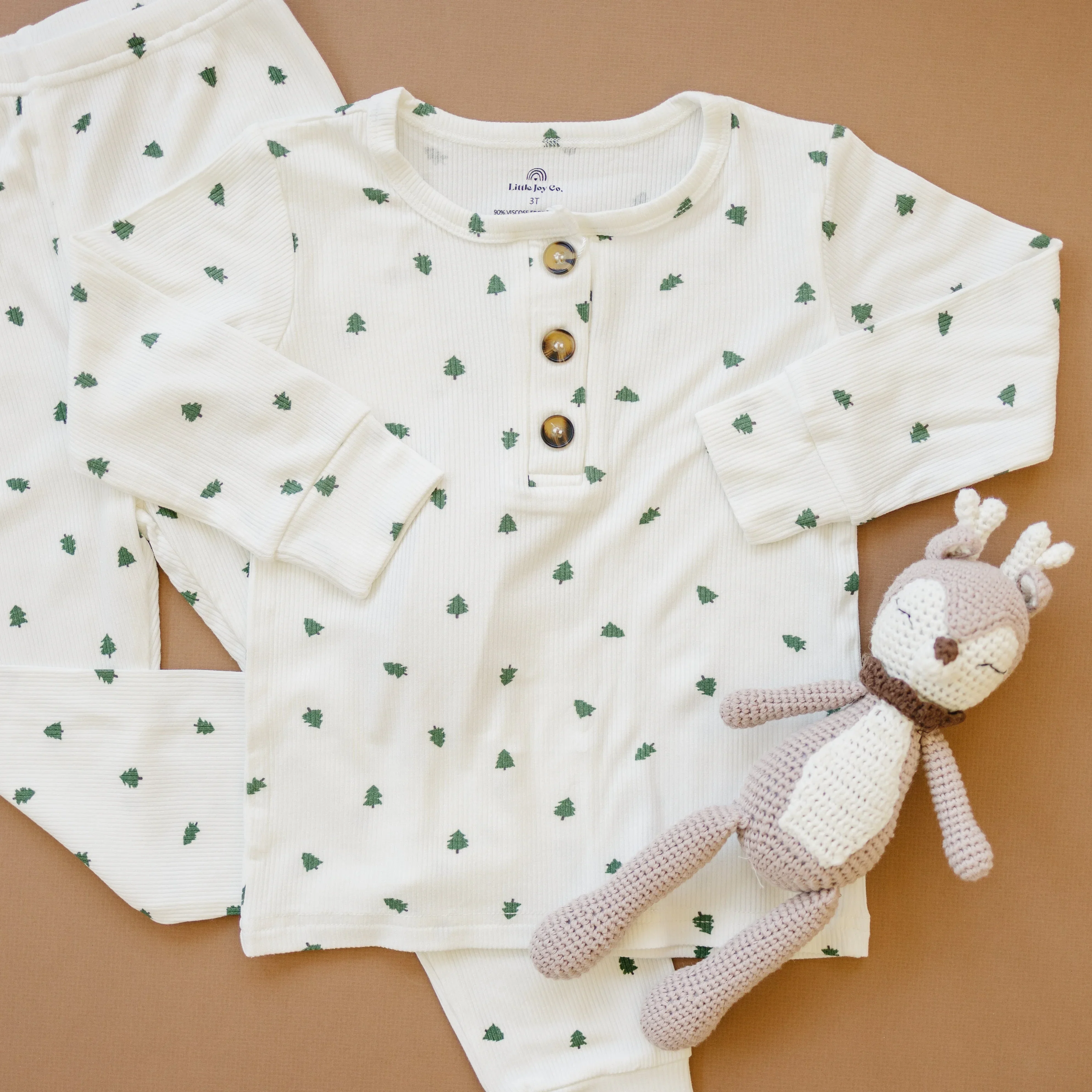 Tiny Trees Ribbed Bamboo 2pc Henley Pajamas - Image 7