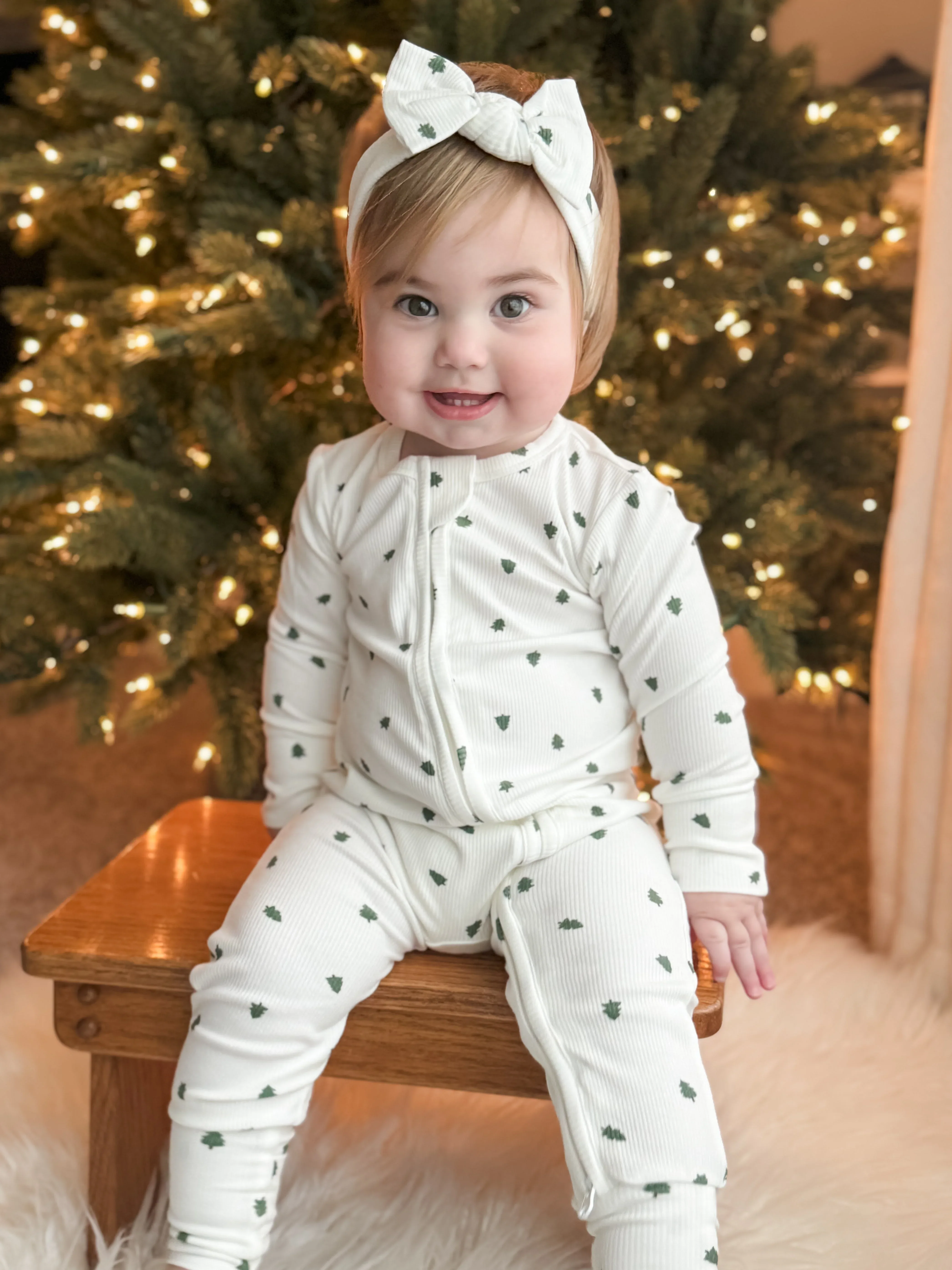 Tiny Trees Ribbed Bamboo Zippy Pajamas - Image 10