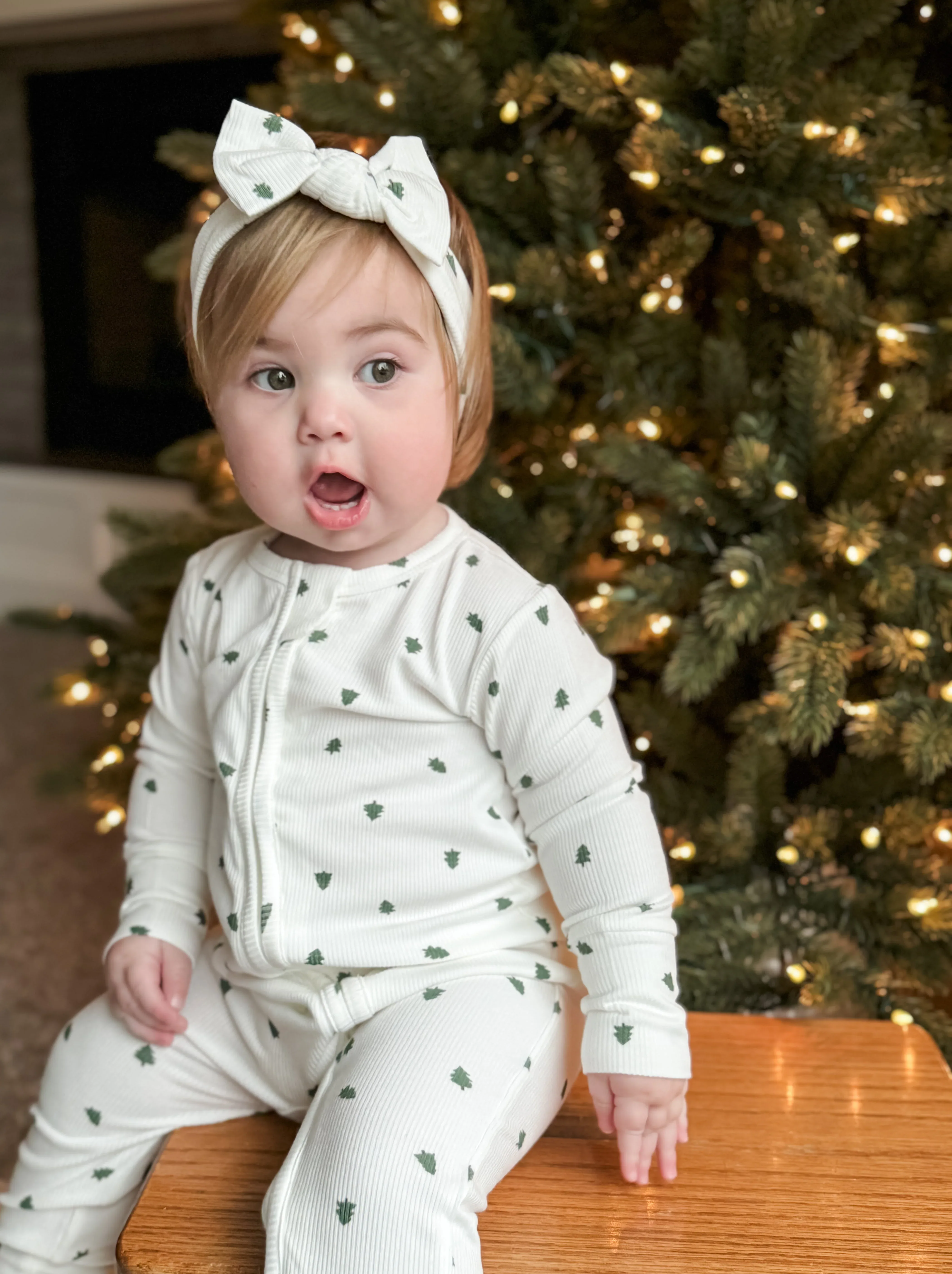 Tiny Trees Ribbed Bamboo Zippy Pajamas - Image 2