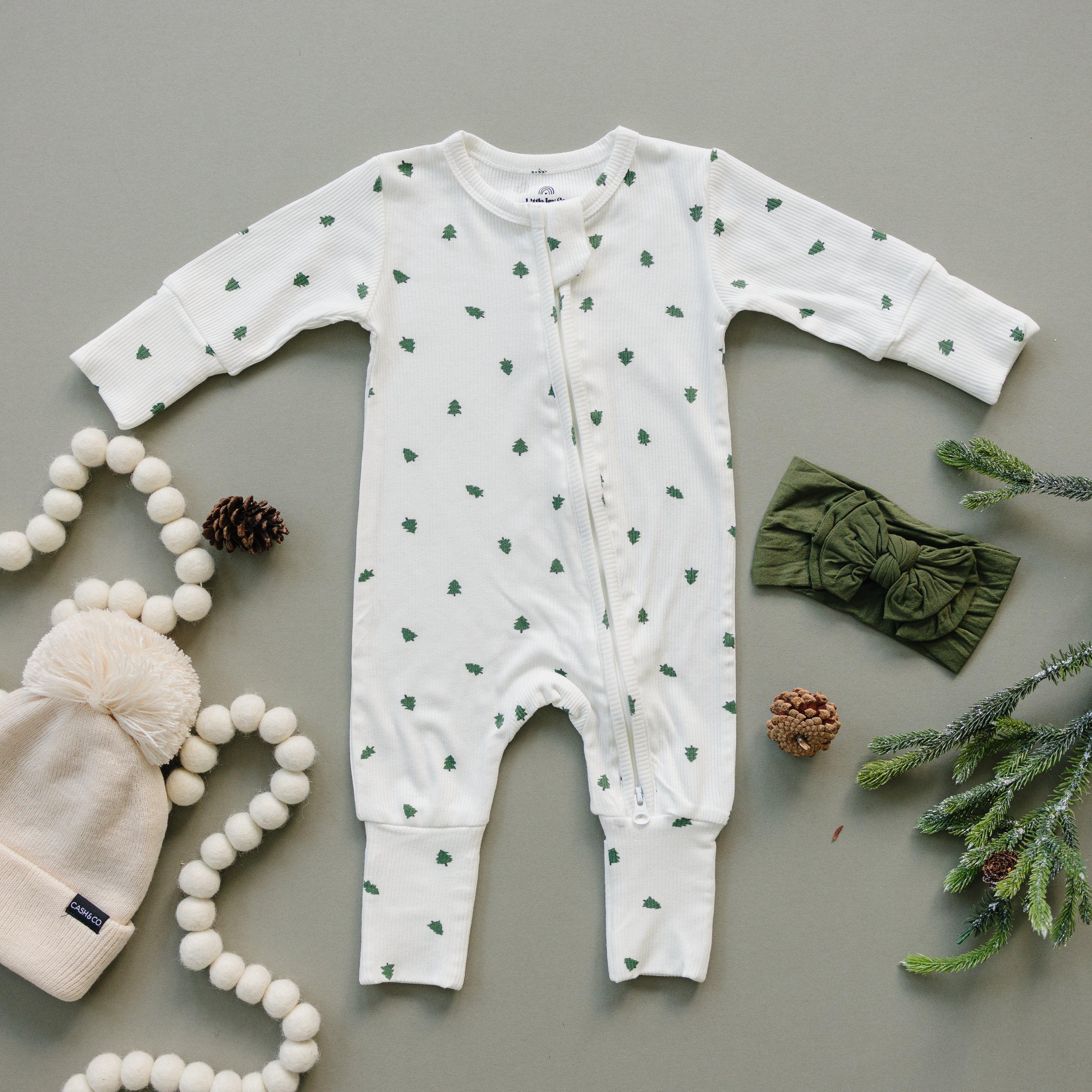 Tiny Trees Ribbed Bamboo Zippy Pajamas - Image 8