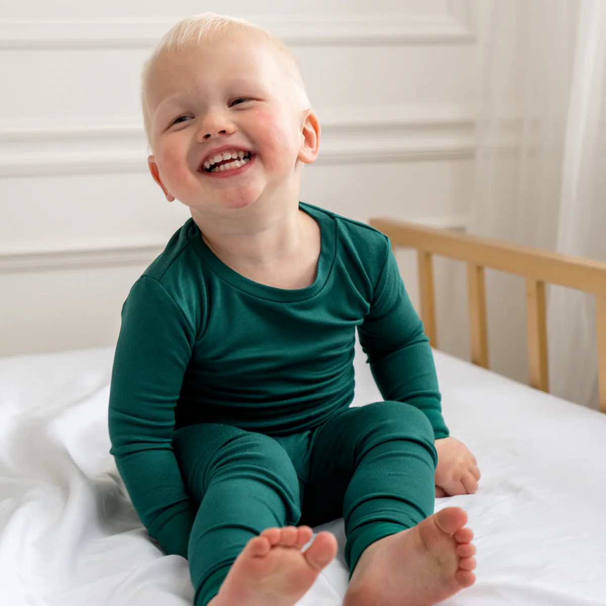 Toddler/Kids Bamboo Pajamas - Forest Green - Image 2