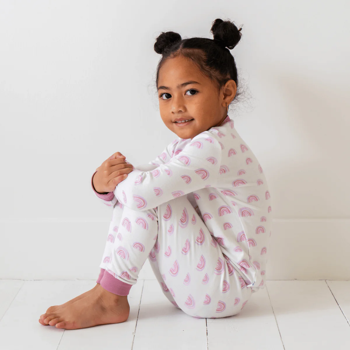 Toddler/Kids Bamboo Pajamas - Pink Rainbow - Image 2