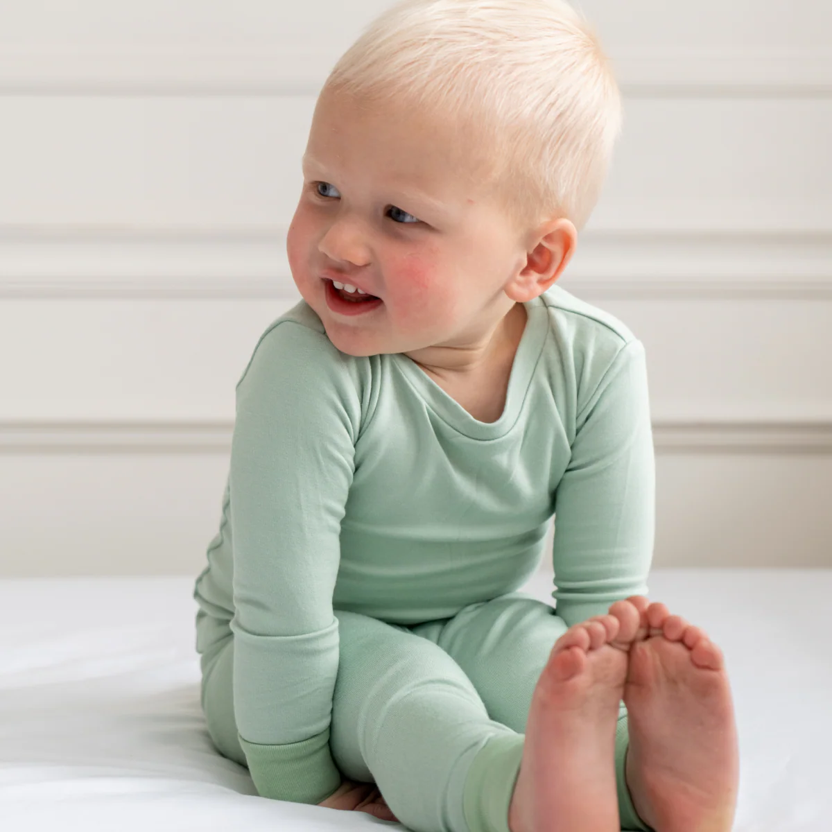 Toddler/Kids Bamboo Pajamas - Sage Green - Image 2