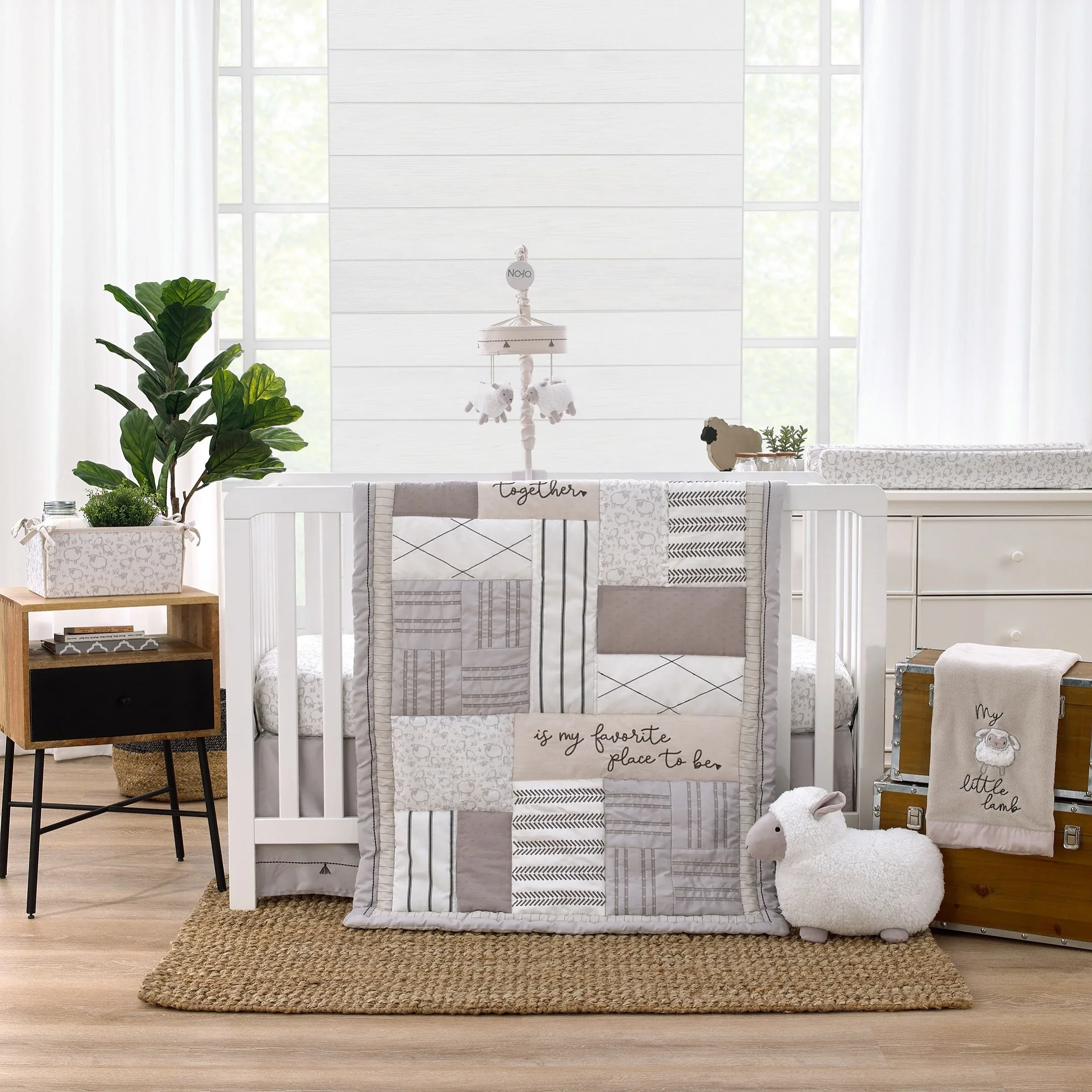 Together is Better White and Taupe Lamb Super Soft Changing Pad Cover - Image 3