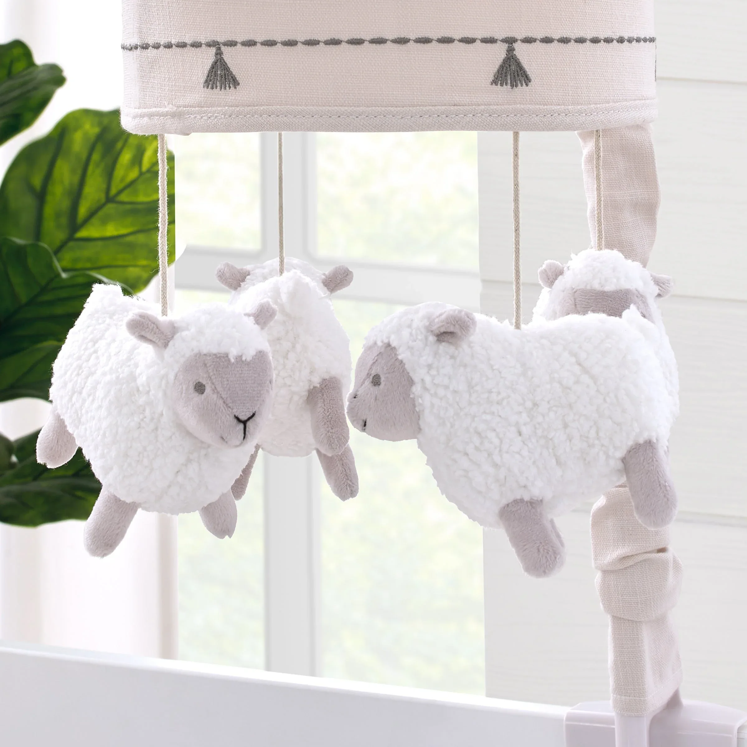 Together is Better White and Taupe Lambs Musical Mobile - Image 3