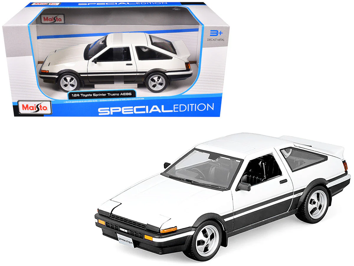 Toyota Sprinter Trueno AE86 RHD (Right Hand Drive) White with Black Stripes "Special Edition" Series 1/24 Diecast Model Car by Maisto - Image 3