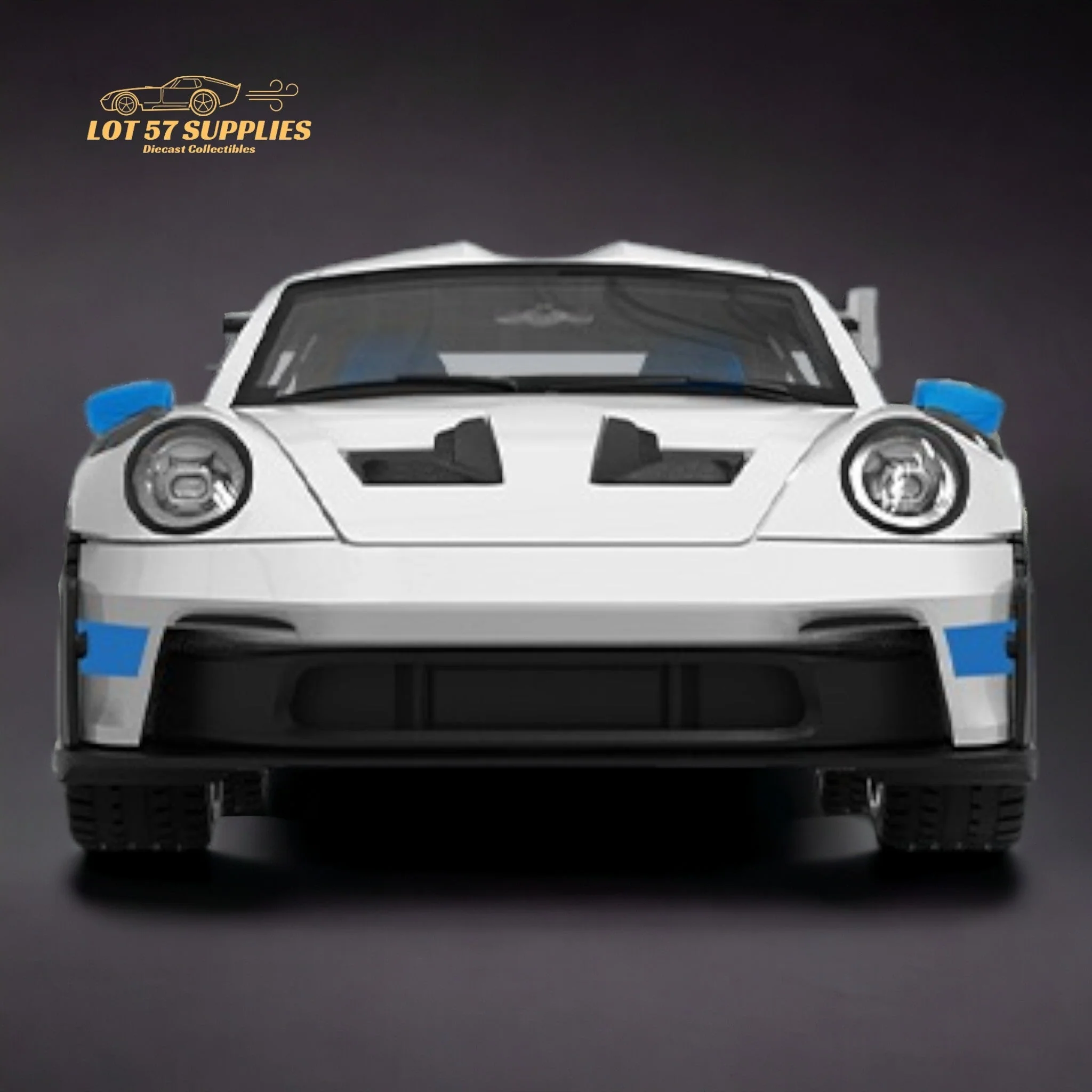 TPC Porsche 911 GT3 RS White Blue Wheels 1:64 - Image 2