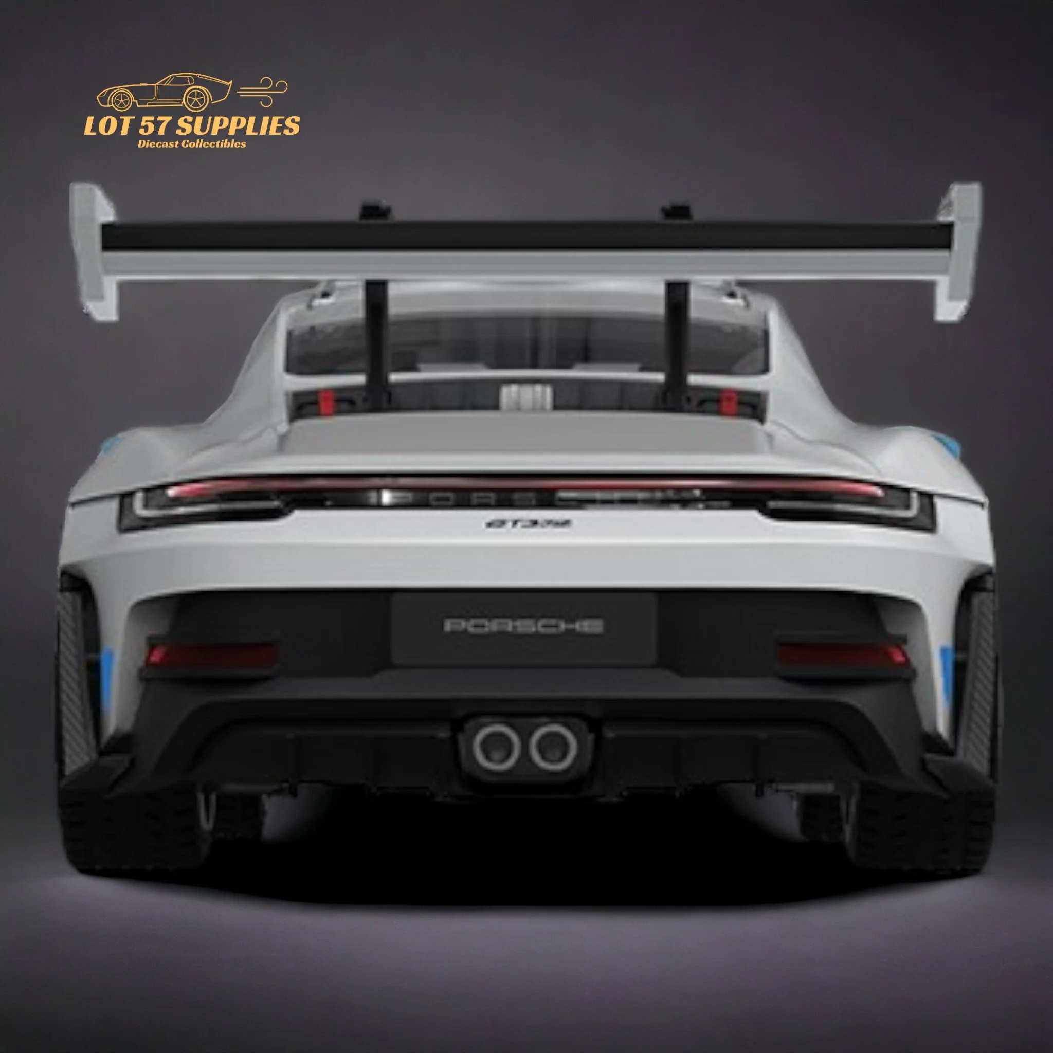 TPC Porsche 911 GT3 RS White Blue Wheels 1:64 - Image 3
