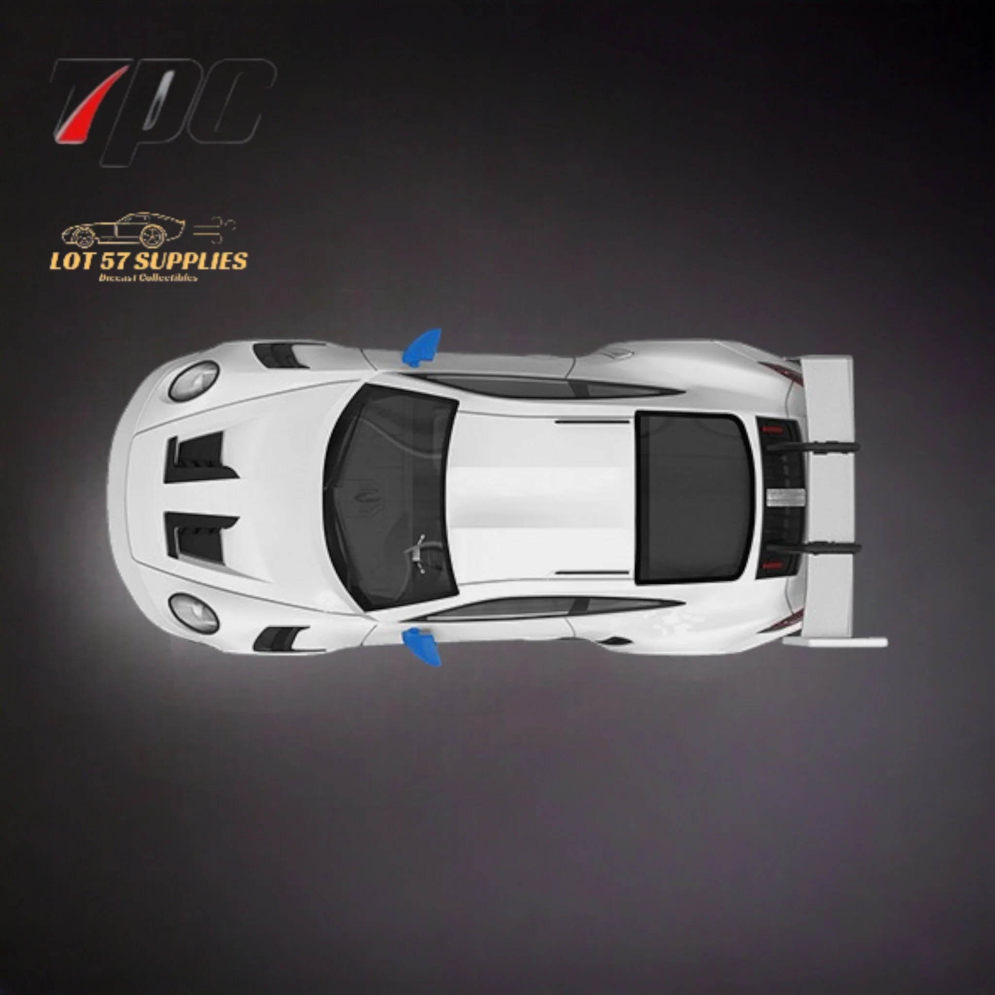 TPC Porsche 911 GT3 RS White Blue Wheels 1:64 - Image 4