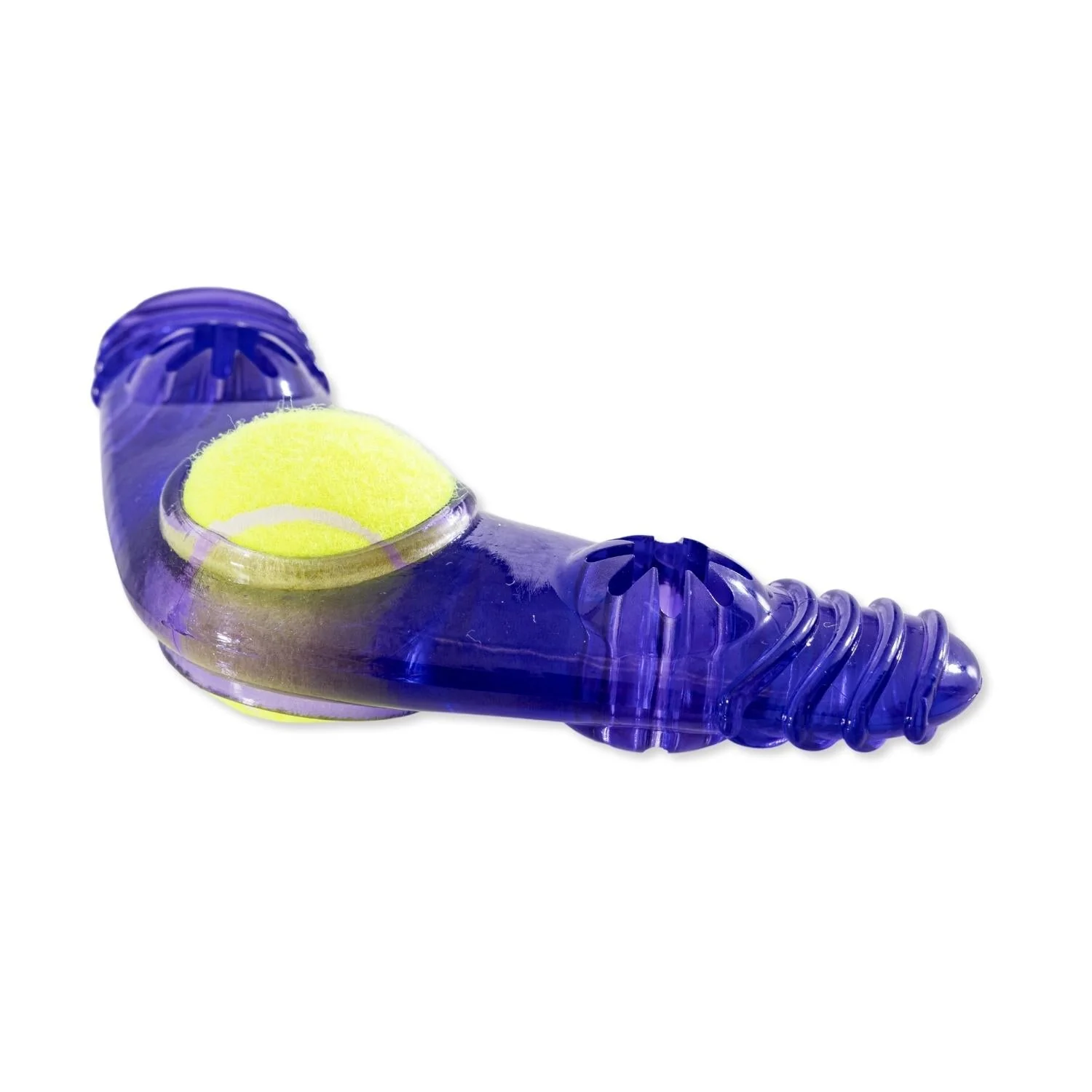 TPR Boomerang Dog Chew Toy with Removable Squeaker Tennis Ball & Treat Fill - Image 2