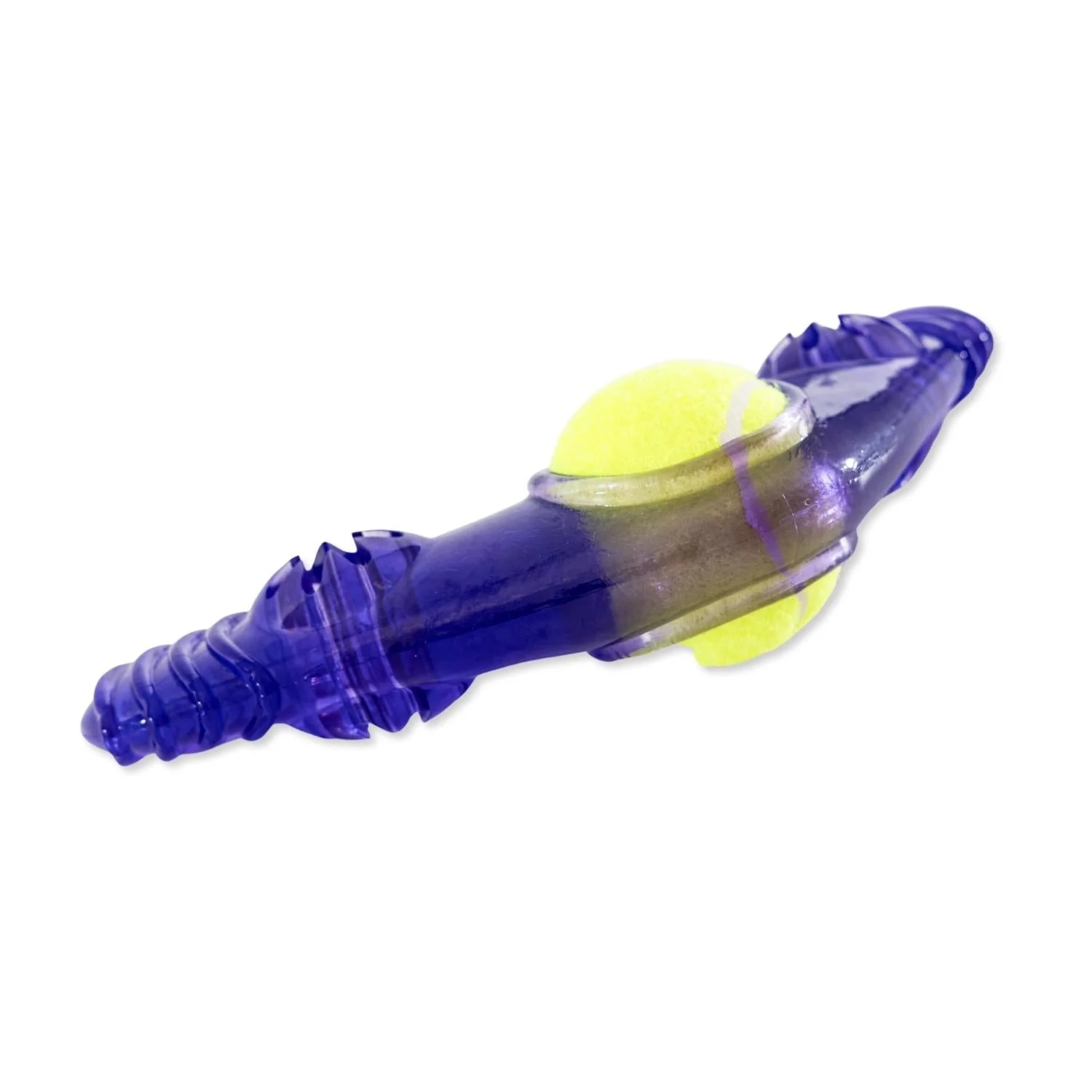 TPR Boomerang Dog Chew Toy with Removable Squeaker Tennis Ball & Treat Fill - Image 3