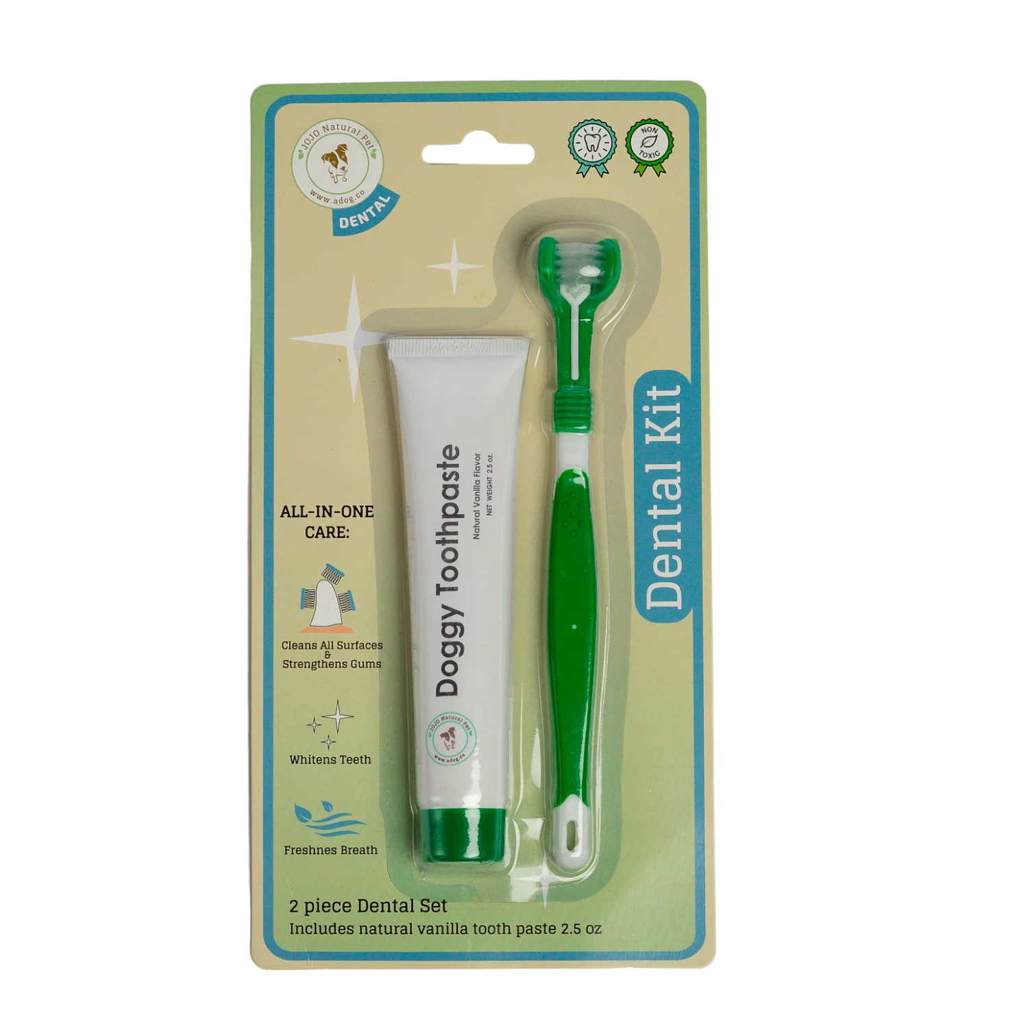 Triple Headed Dog Toothbrush with All-Natural Toothpaste Kit – 2-Piece Kit - Image 4