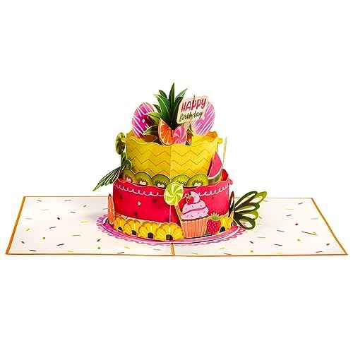 Tropical Birthday Cake Pop Up Card with Keepsake - Image 3
