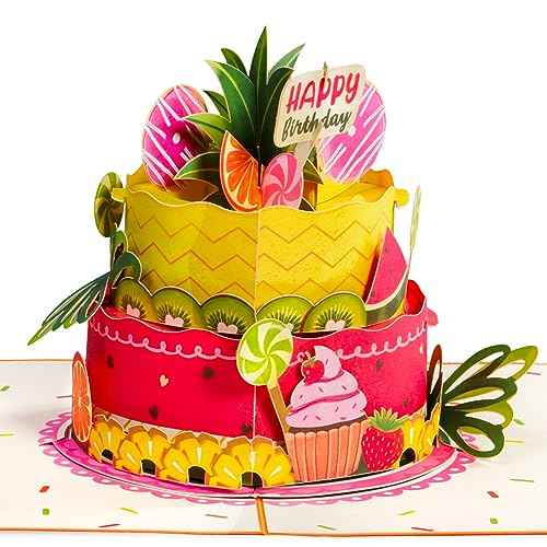 Tropical Birthday Cake Pop Up Card with Keepsake - Image 5