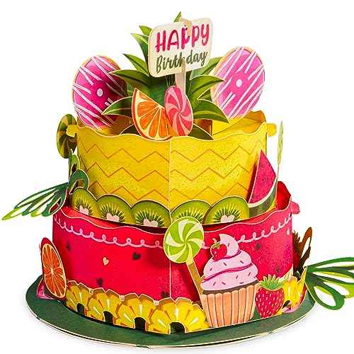 Tropical Birthday Cake Pop Up Card with Keepsake - Image 6
