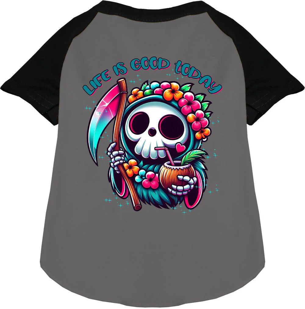 Tropical Grim Reaper Pet Raglan Shirt - Image 3