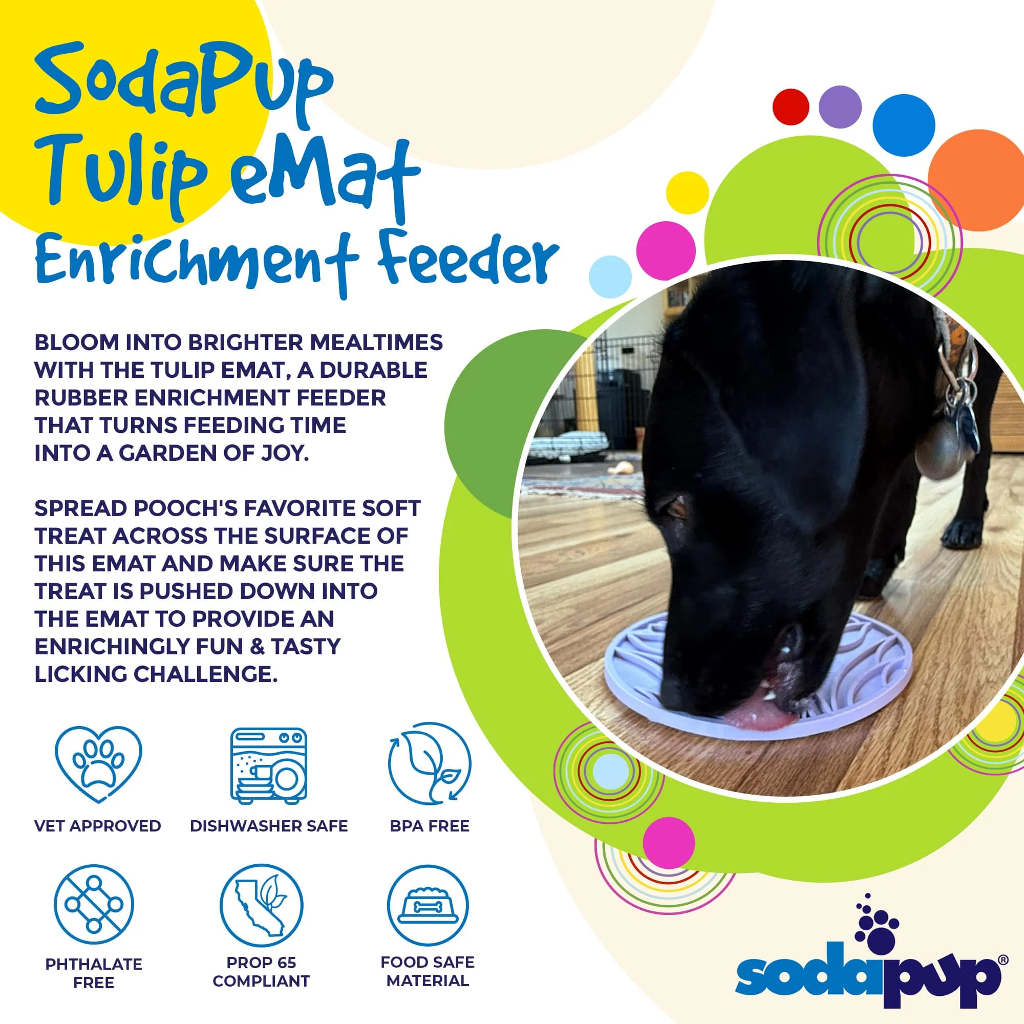Tulip Design eMat - Enrichment Lick Mat For Dogs and Cats - With Suction Cups | USA Made - Image 2
