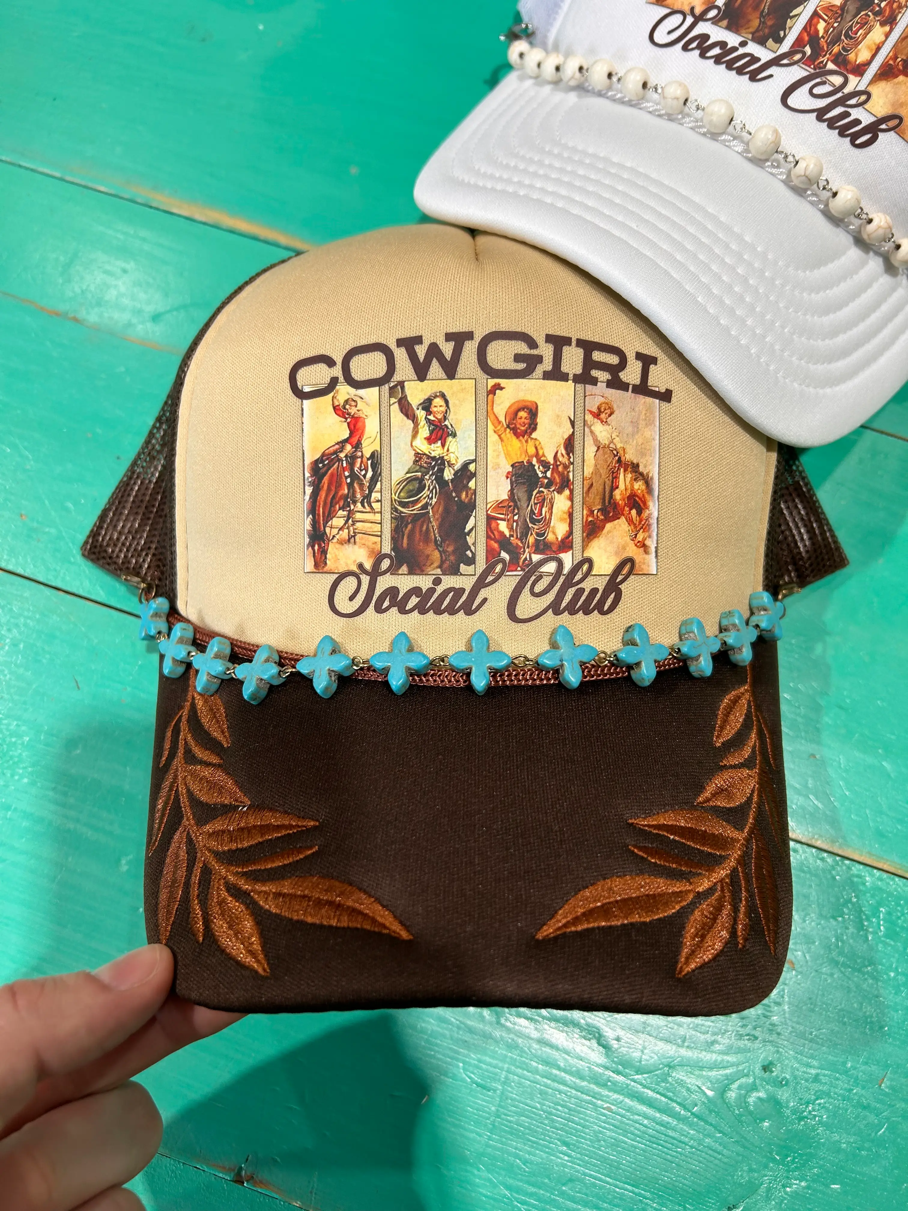 Turquoise Cross Trucker Hat Chain - Image 2
