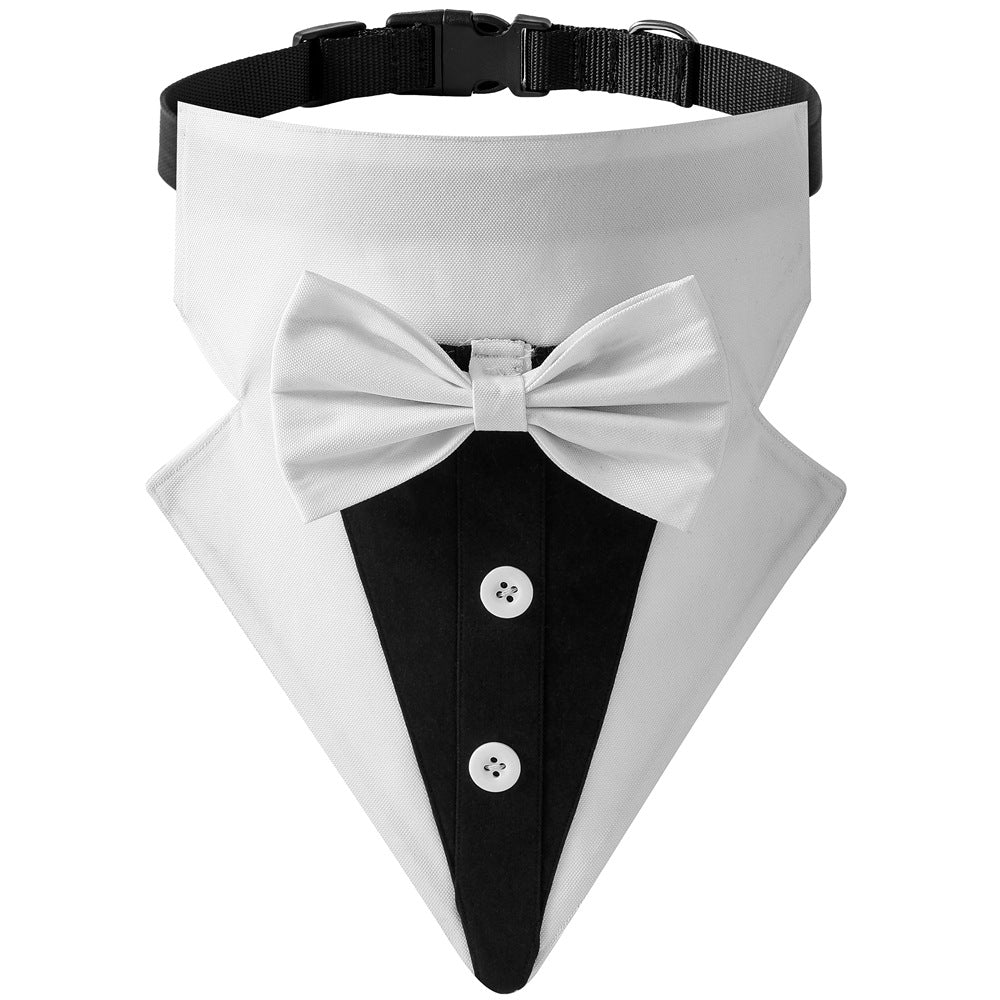 Tuxedo Bow Tie Dog Bandana Collar · Black/White - Image 2