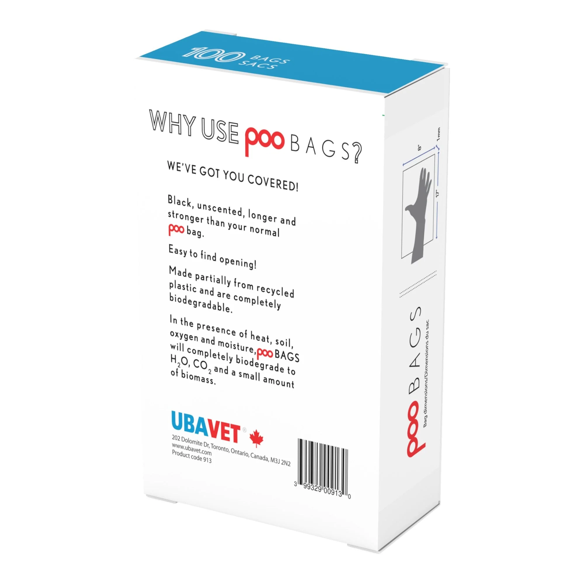 UBAVET DOO Extra-Long Waste Bags for Dogs & Cats – 100-Pack, Durable & Unscented - Image 2