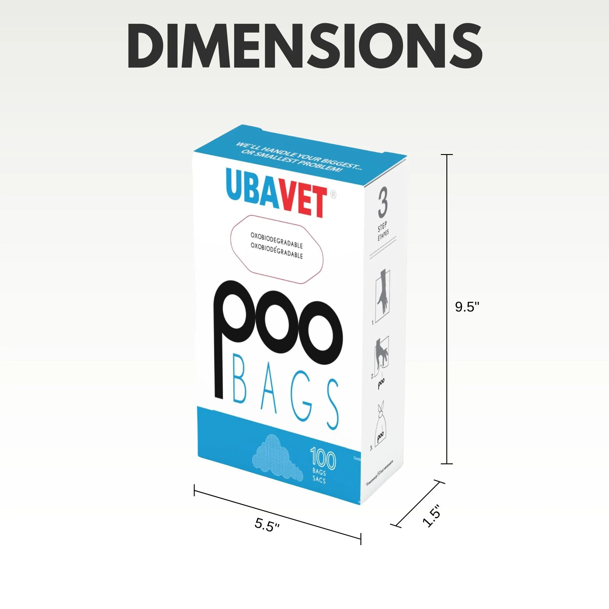 UBAVET DOO Extra-Long Waste Bags for Dogs & Cats – 100-Pack, Durable & Unscented - Image 3