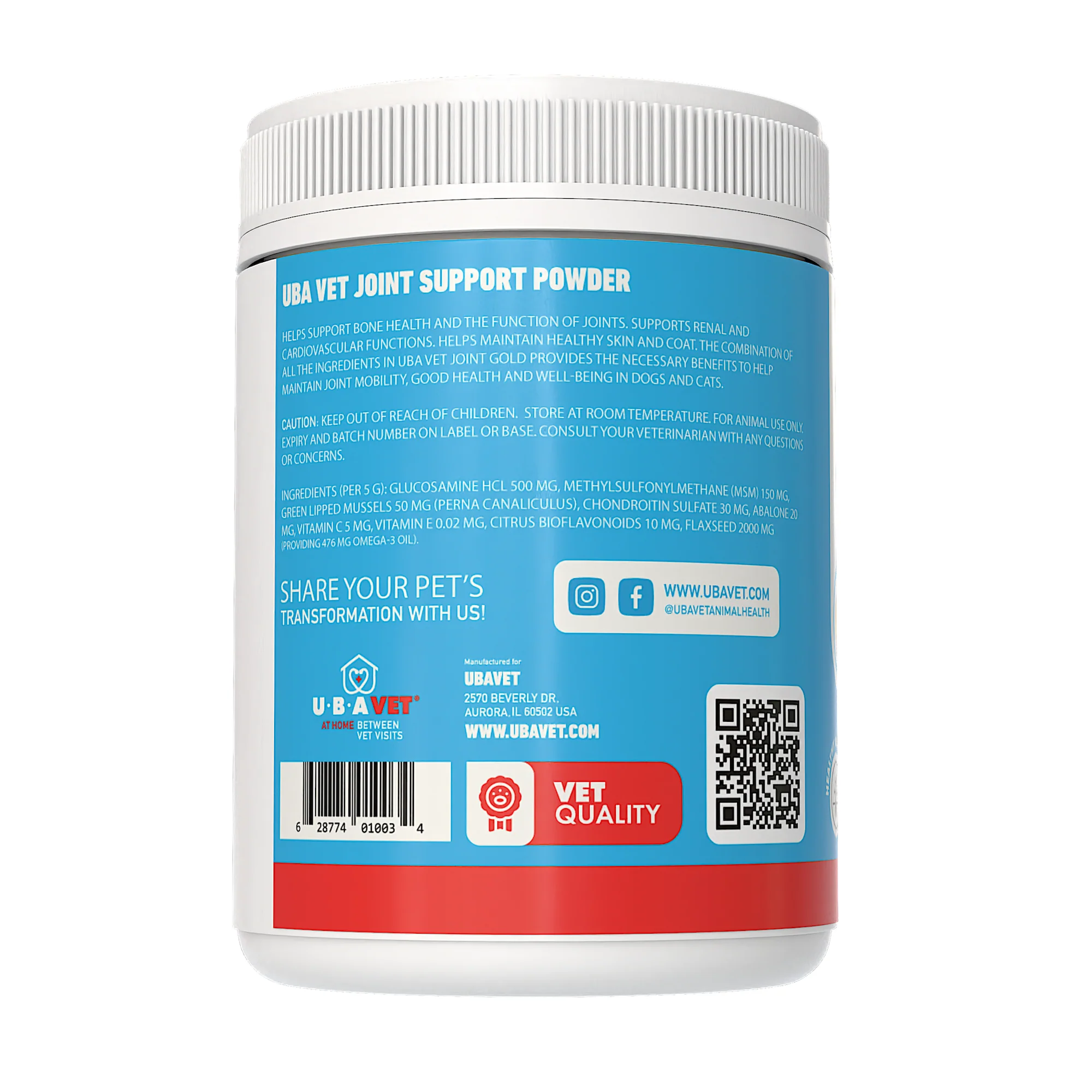 UBAVET Joint Gold Support Powder for Dogs & Cats – 8.8 oz / 250 g - Image 2