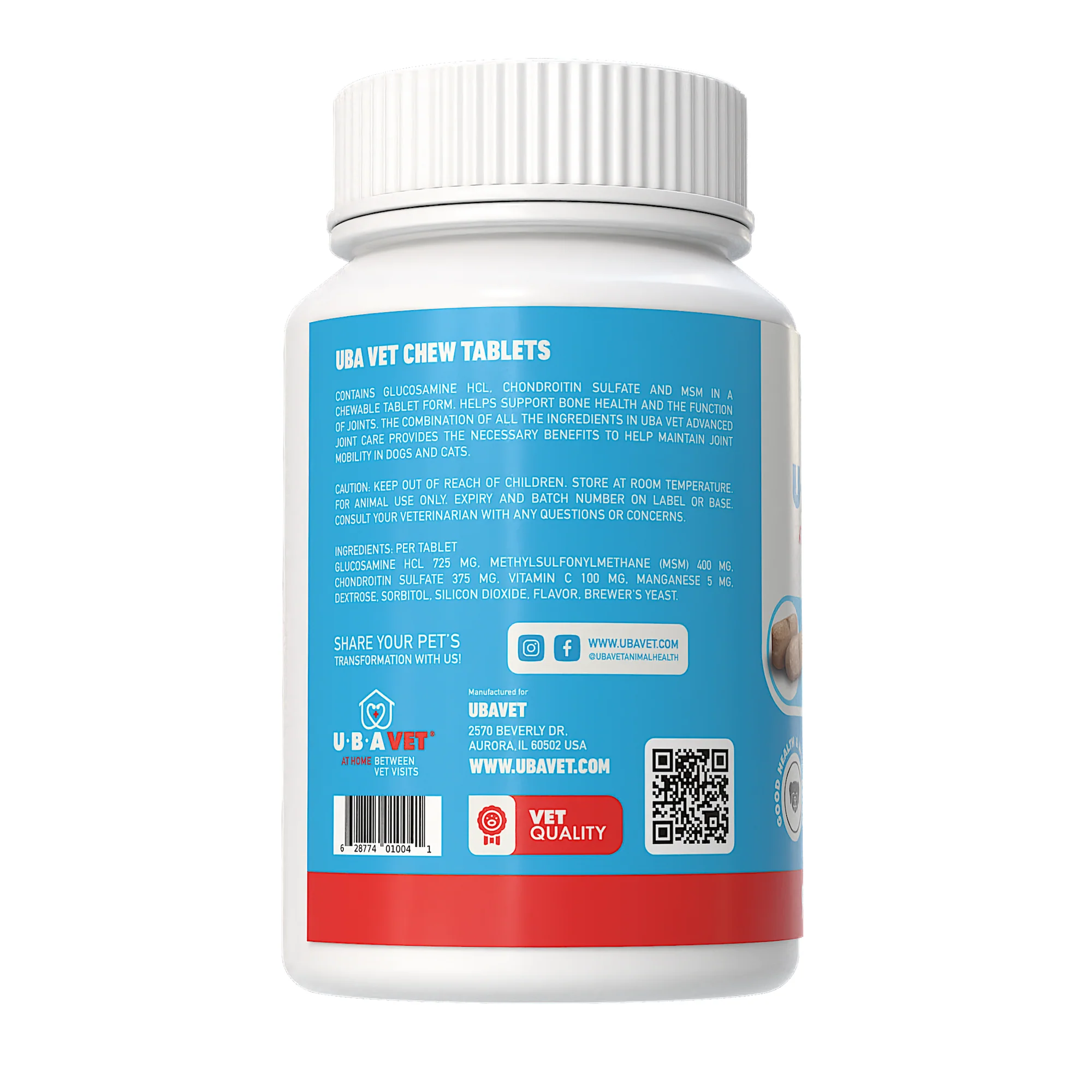 UBAVET Joint Support Advanced Joint Care Chew Tablets for Dogs & Cats - Image 2