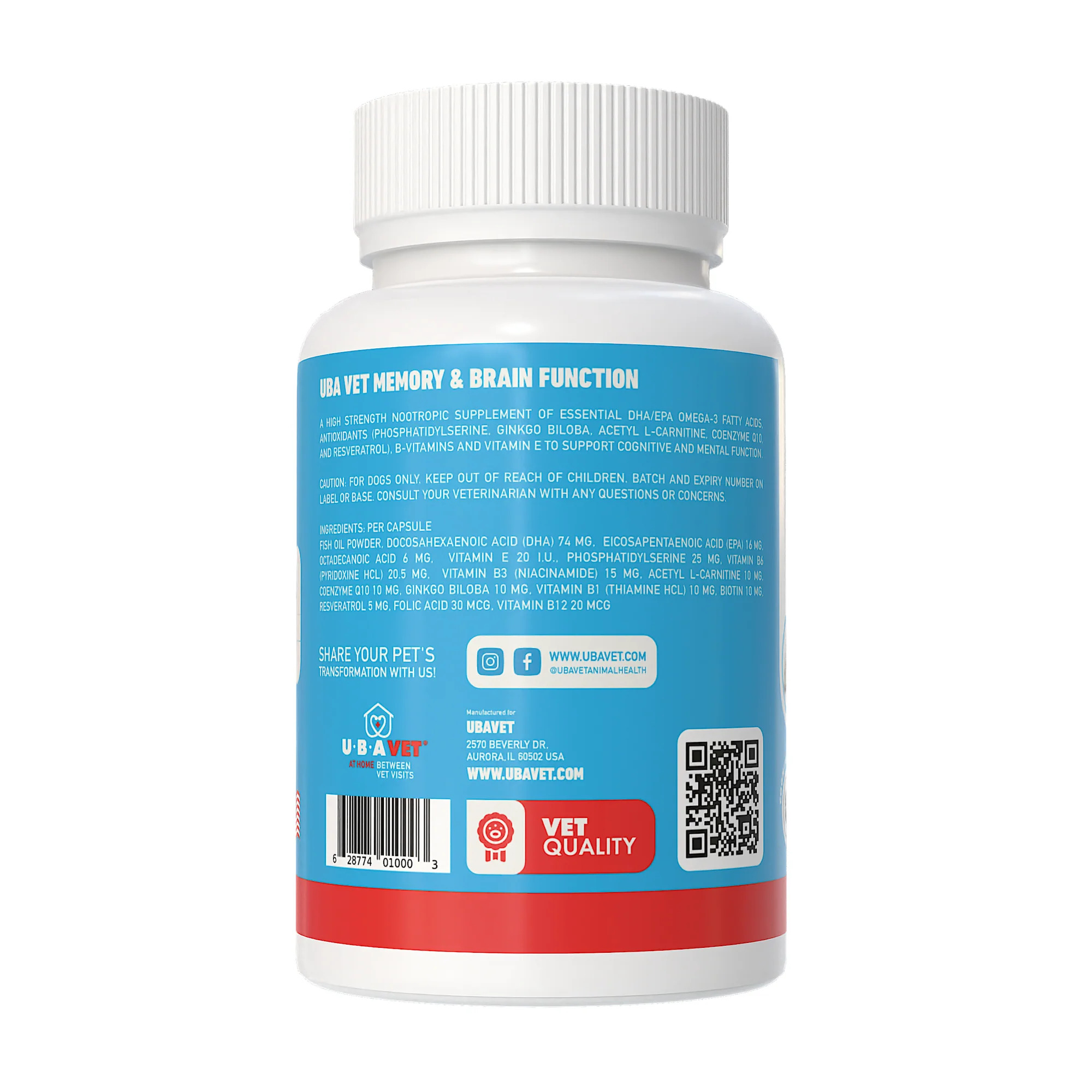 UBAVET Memory & Brain Support for Senior Dogs – 90 ct Cognitive Health Supplement - Image 2