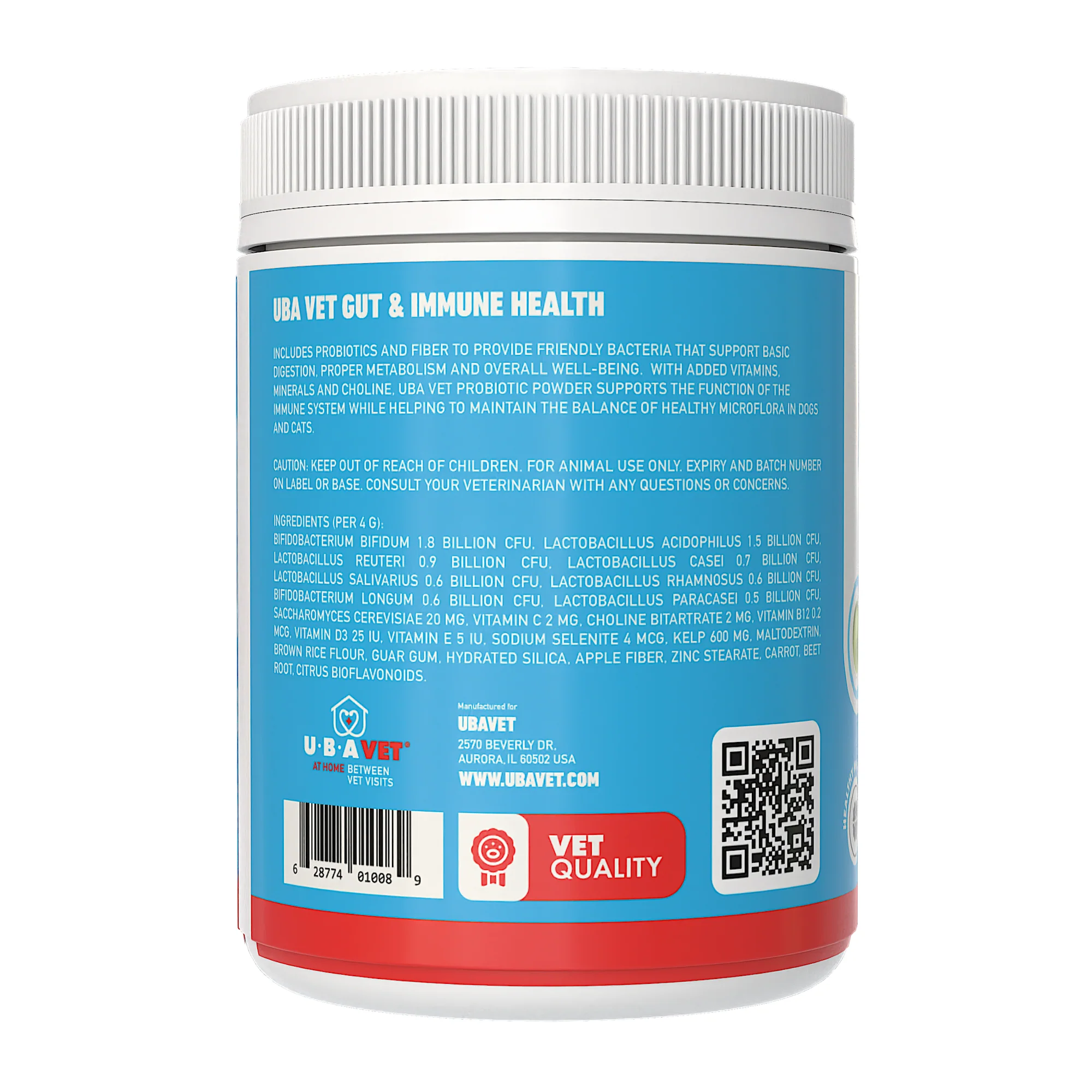 UBAVET Probiotics & Gut + Immune Health Support for Dogs & Cats – 5.3 oz / 150 g Powder - Image 2
